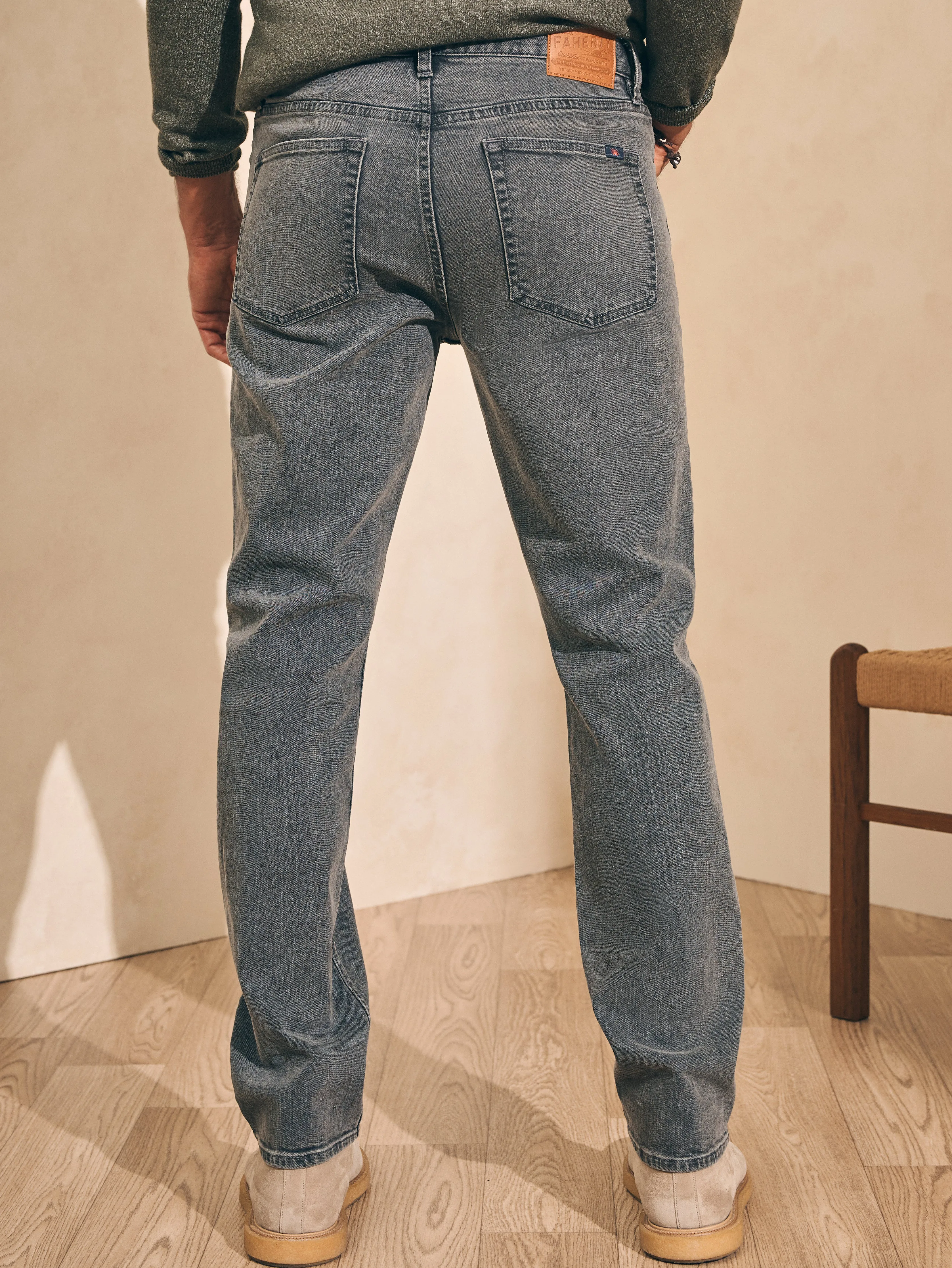 Organic Cotton Slim Straight Denim (32" Inseam) - Coal Creek Wash sold by Faherty product image thumbnail 5