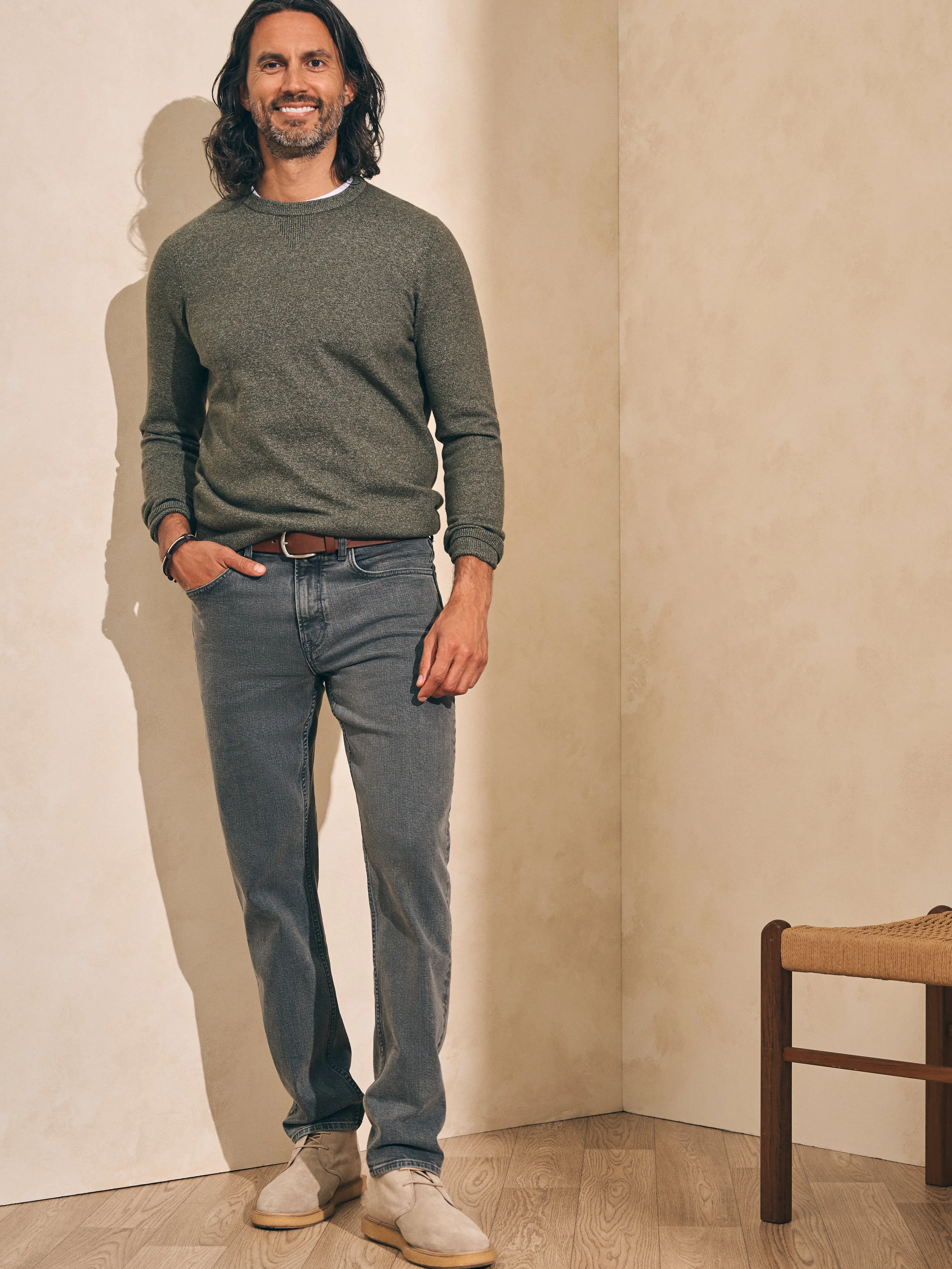 Organic Cotton Slim Straight Denim (32" Inseam) - Coal Creek Wash sold by Faherty product image thumbnail 2