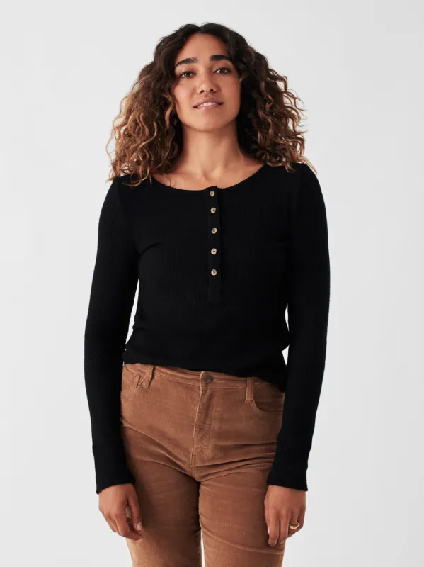 Legend™ Rib Gila Henley - Black sold by Faherty