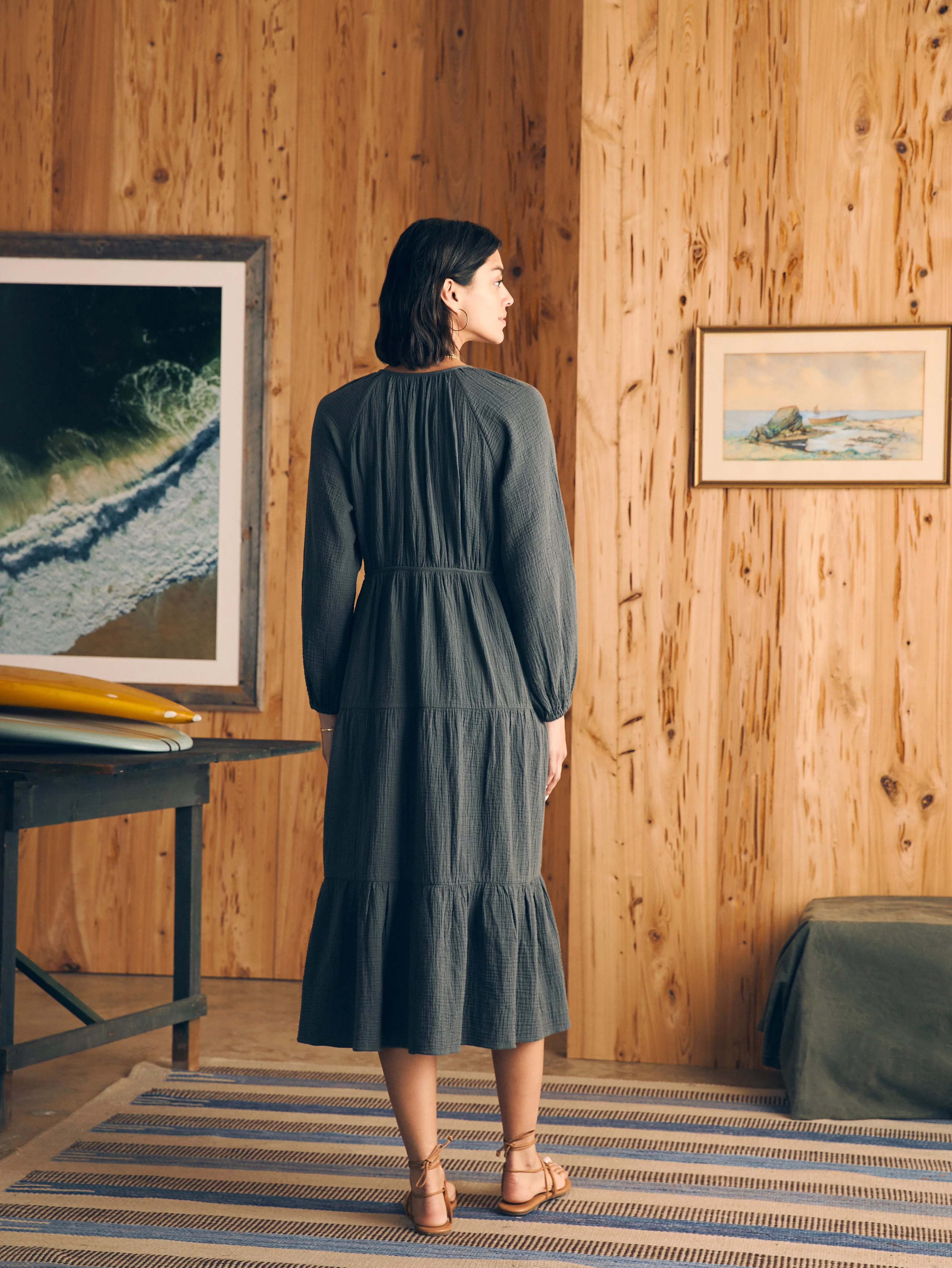 Dream Cotton Gauze Sirene Midi Dress - Washed Black sold by Faherty product image thumbnail 5