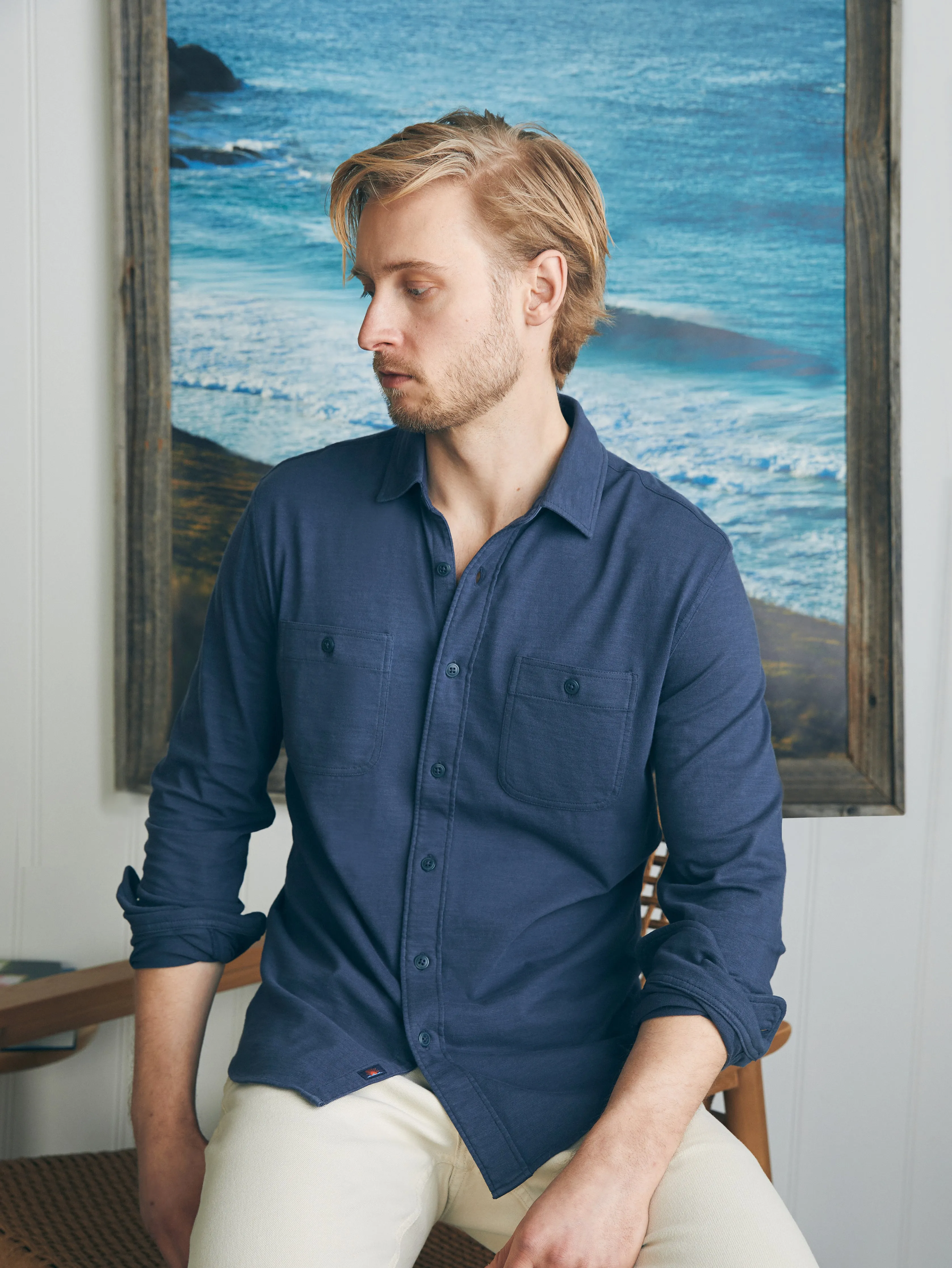 Sunwashed Knit Shirt - Dune Navy sold by Faherty product image thumbnail 3