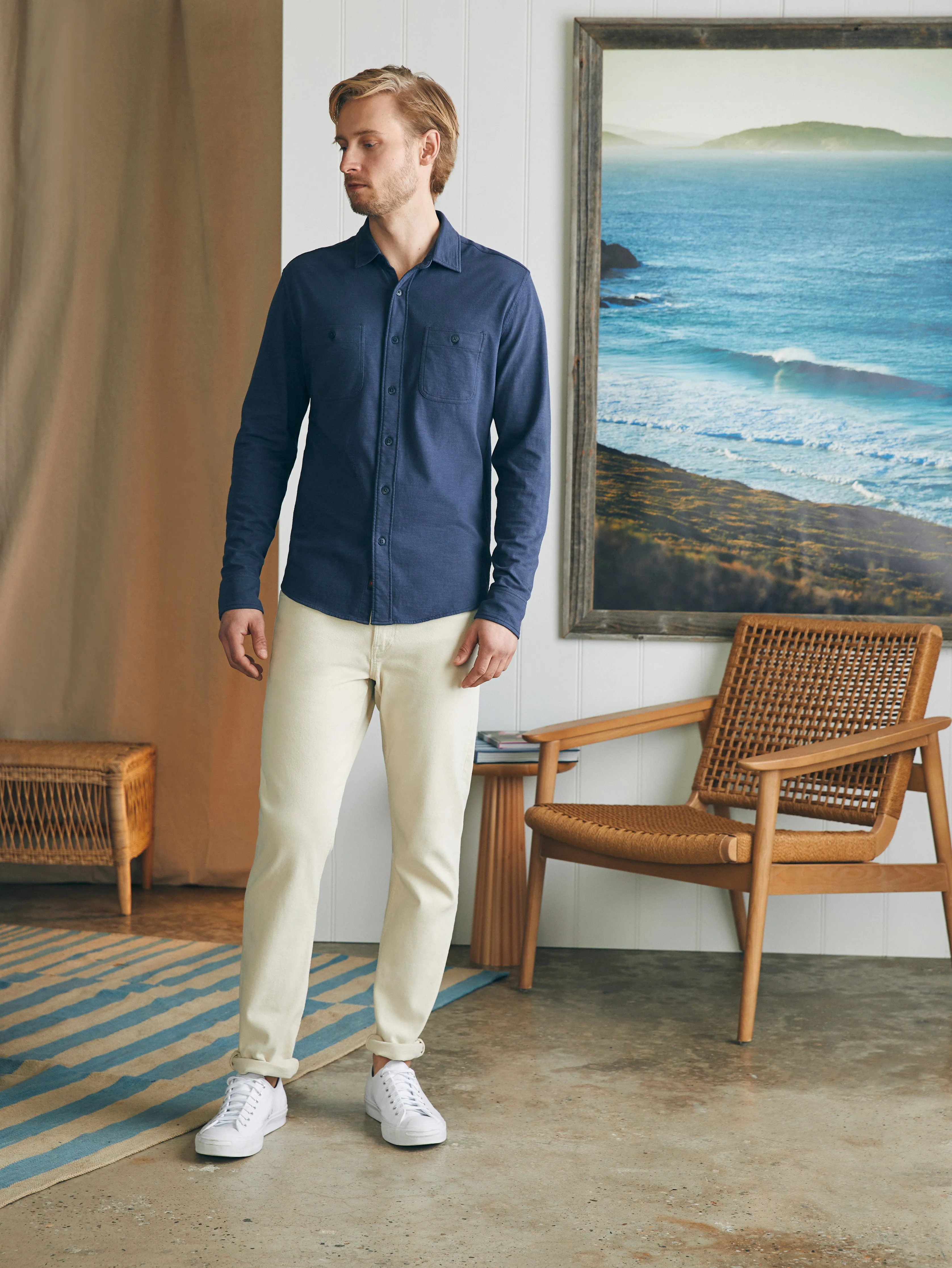 Sunwashed Knit Shirt - Dune Navy sold by Faherty product image thumbnail 4