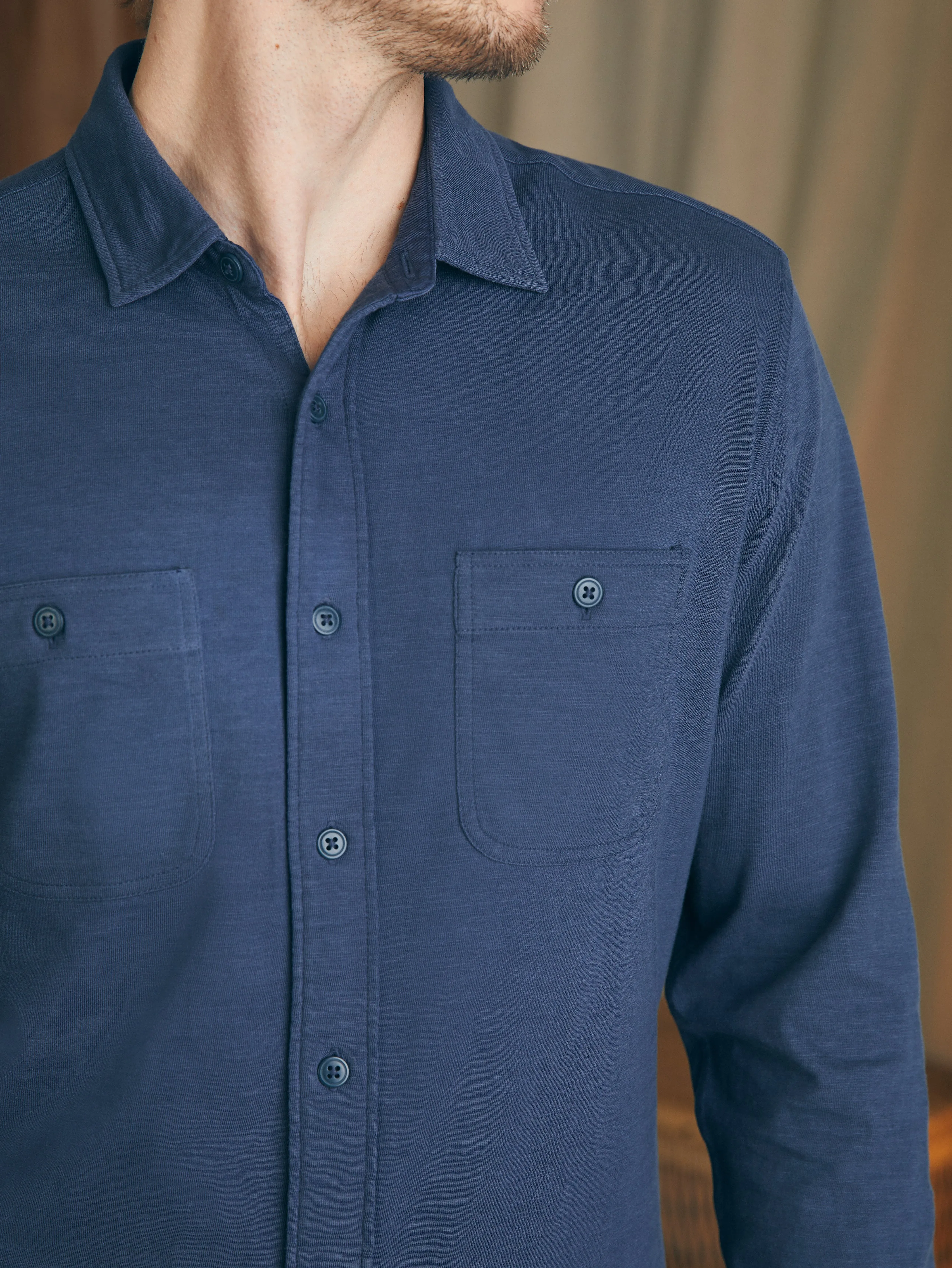 Sunwashed Knit Shirt - Dune Navy sold by Faherty product image thumbnail 2