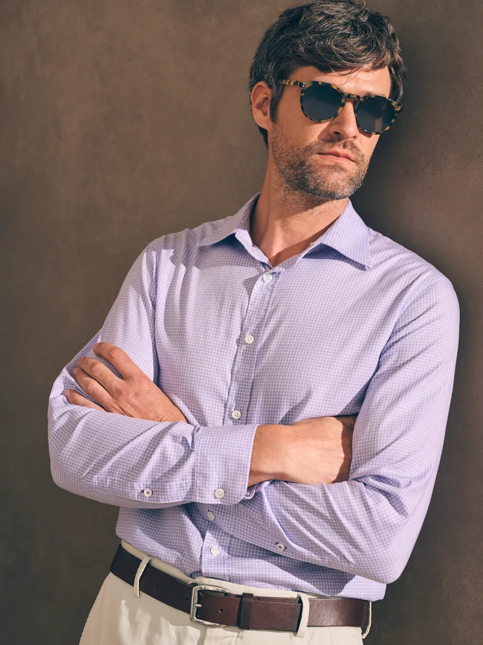 Reserve Natural Performance Shirt - Spring Lilac Gingham sold by Faherty