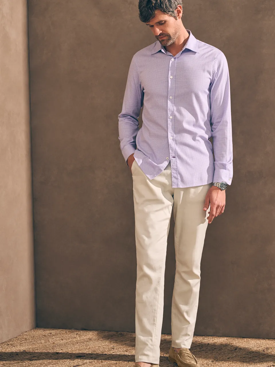 Reserve Natural Performance Shirt - Spring Lilac Gingham sold by Faherty product image thumbnail 3
