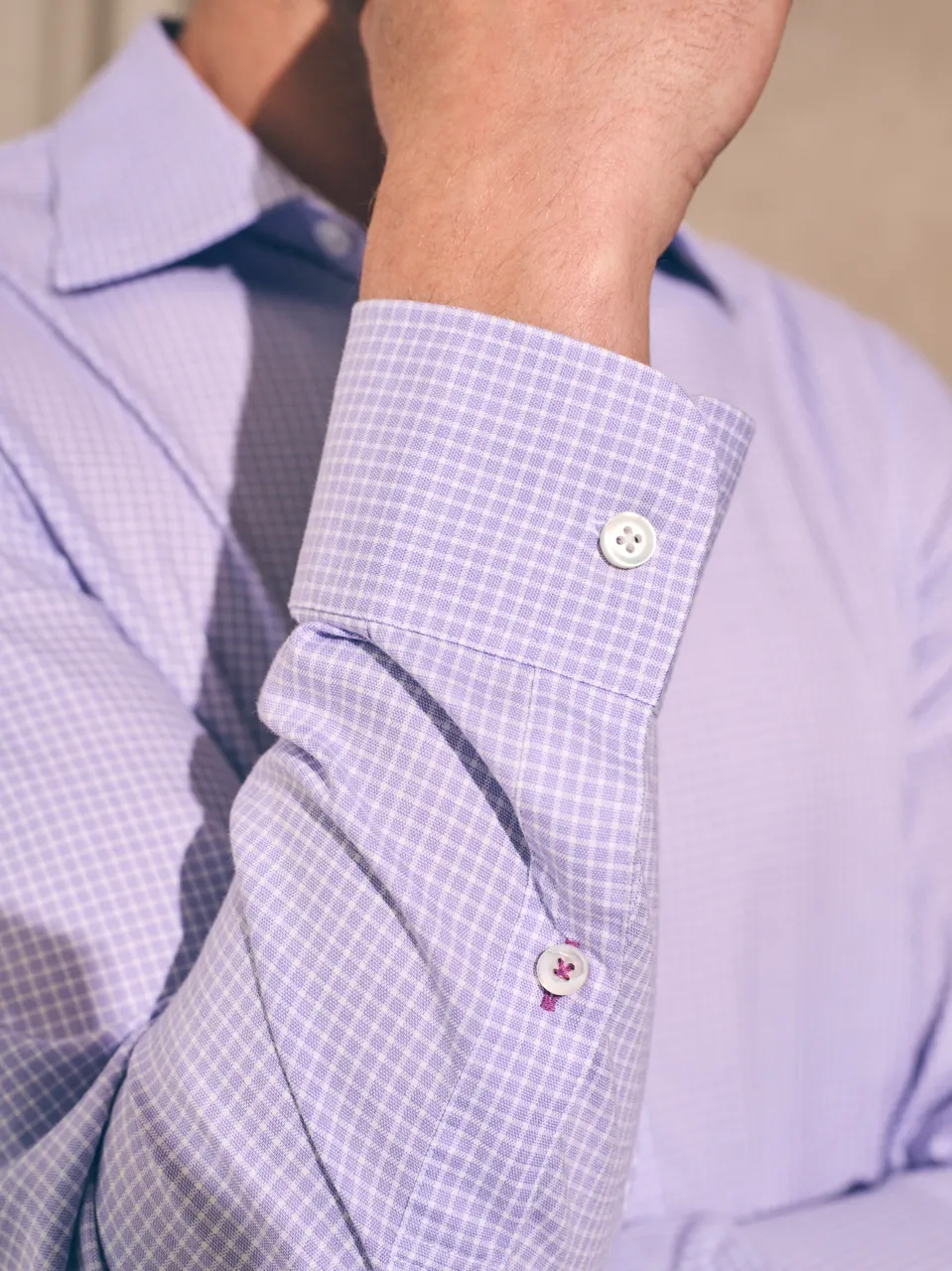 Reserve Natural Performance Shirt - Spring Lilac Gingham sold by Faherty product image thumbnail 2