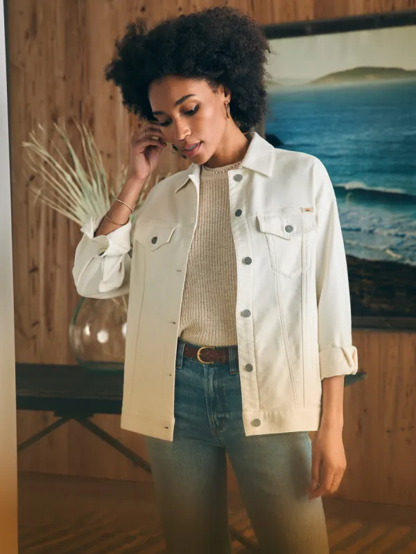 Stretch Terry Trucker Jacket - Egret sold by Faherty