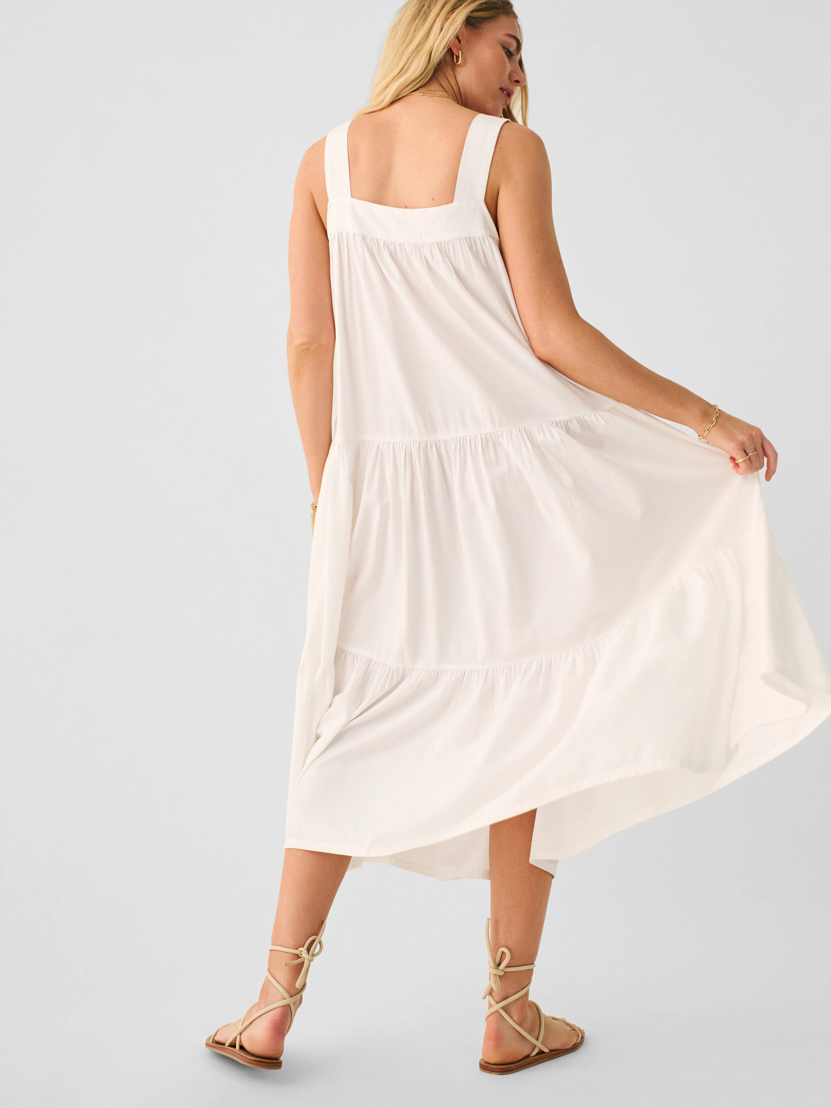 Marina Seersucker Dress - White sold by Faherty product image thumbnail 4
