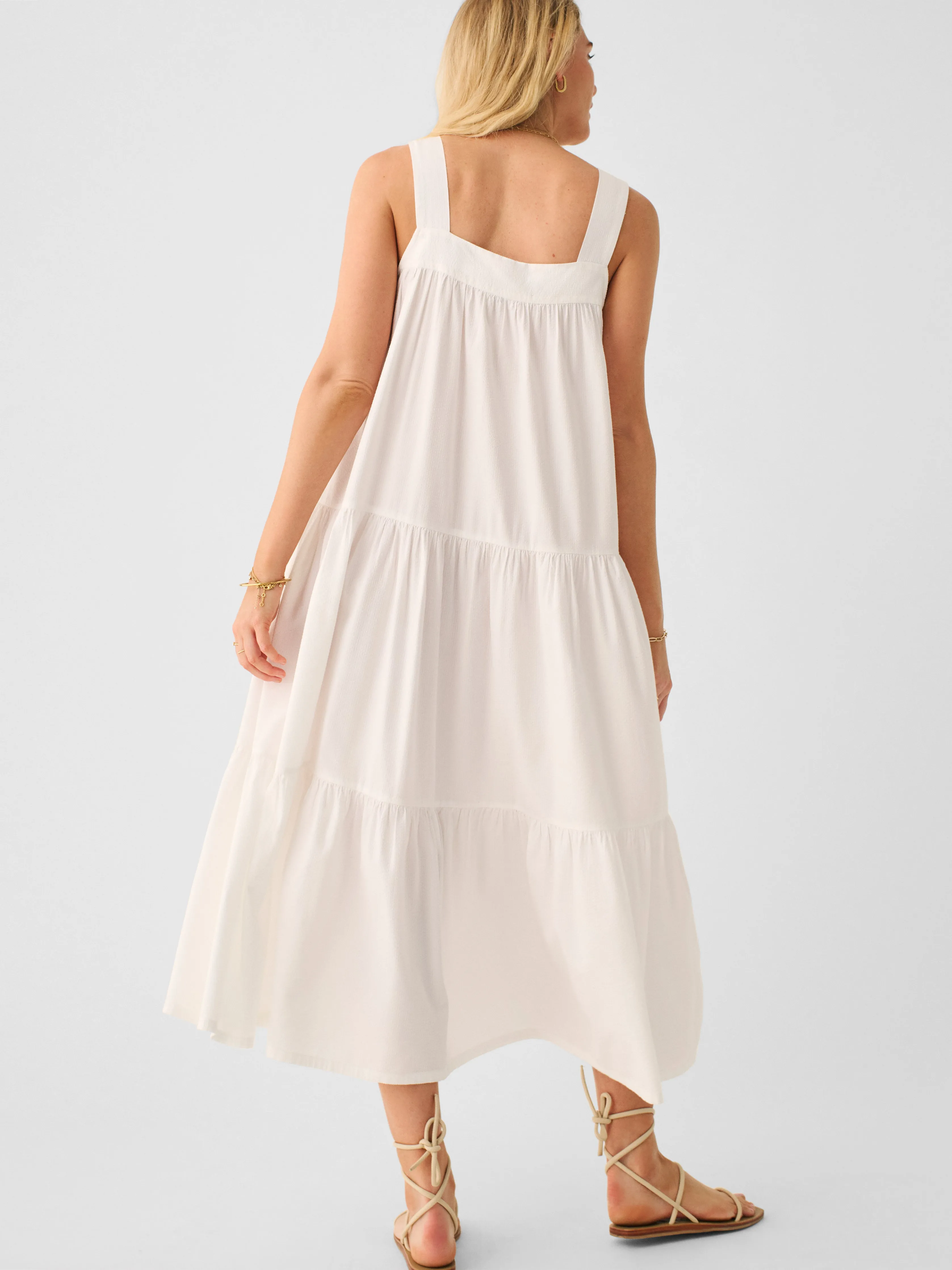 Marina Seersucker Dress - White sold by Faherty product image thumbnail 5