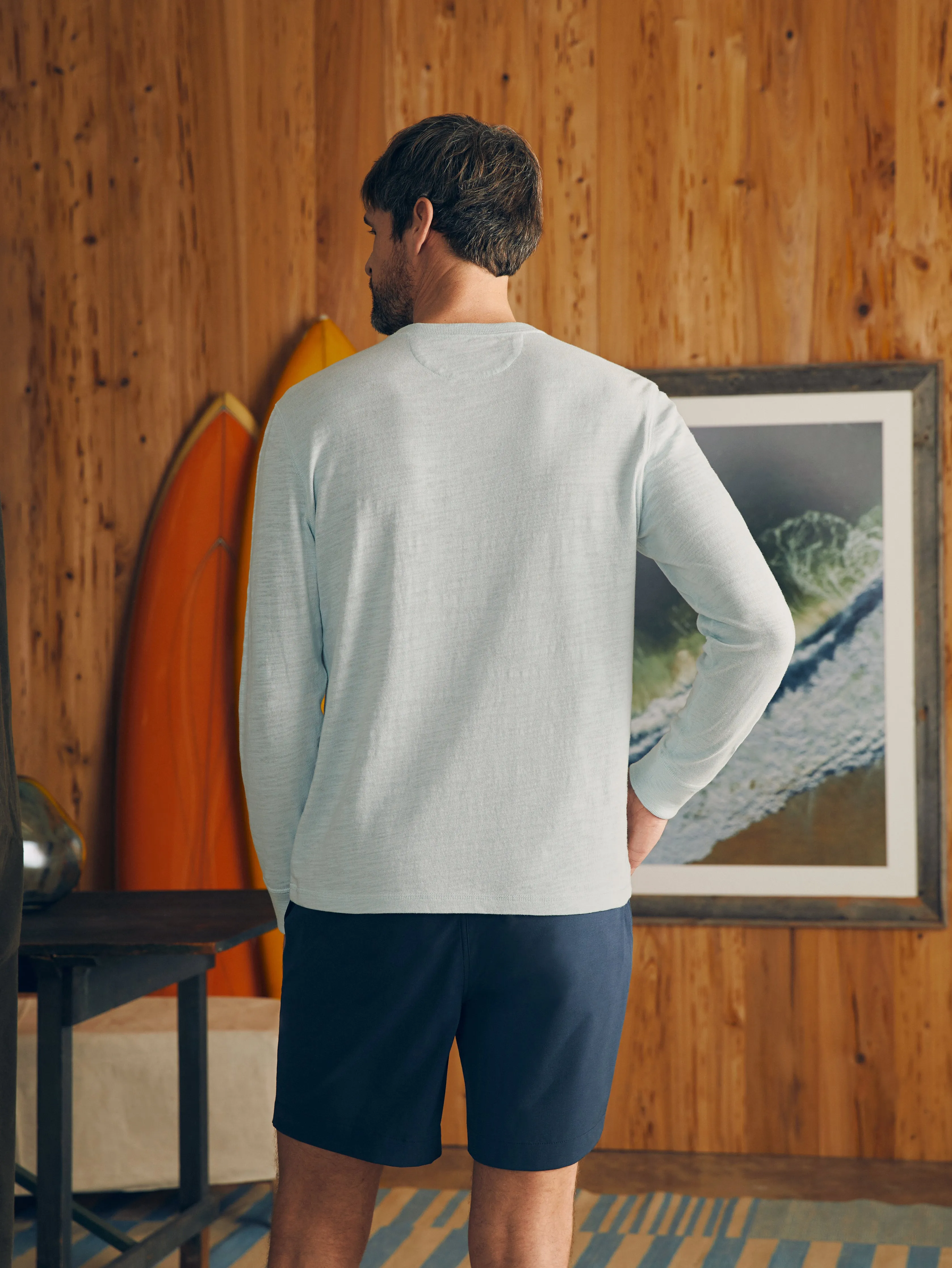 Sunwashed Slub Henley (Tall) - Sky sold by Faherty product image thumbnail 5