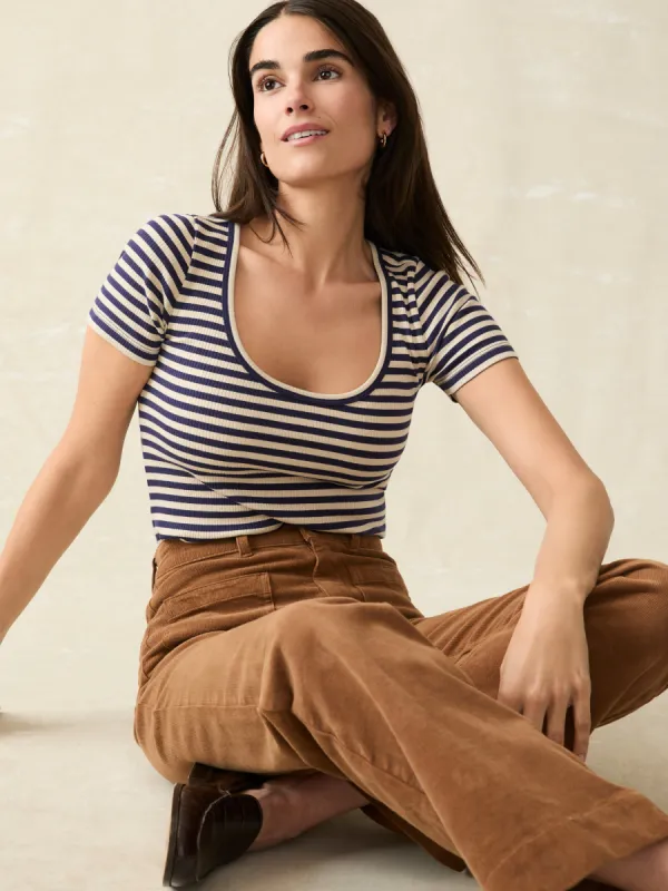 Freestyle Rib Knit Tee - Montreal Stripe sold by Faherty