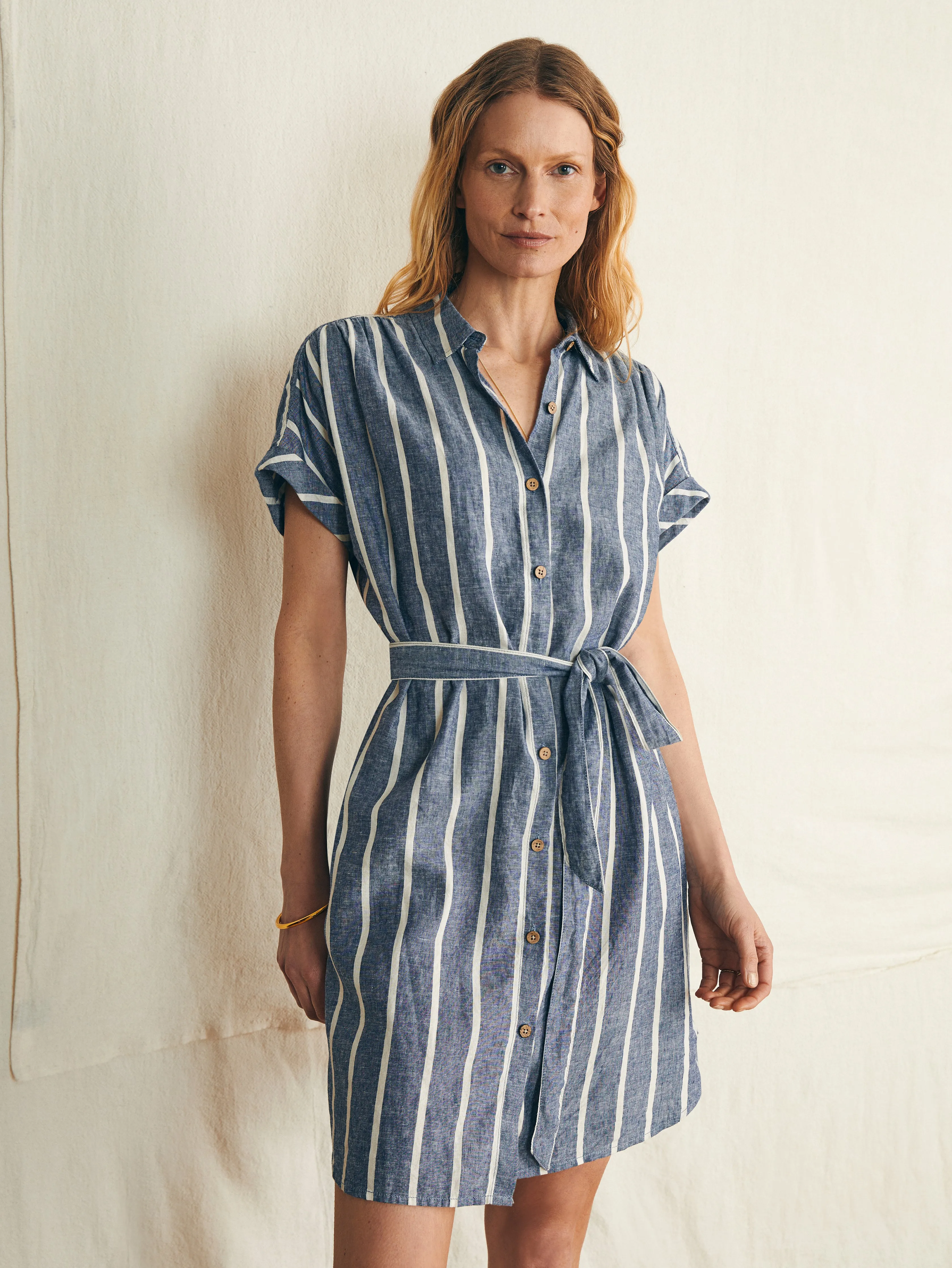 Breeze Shirtdress - Coastal Crisp Stripe sold by Faherty
