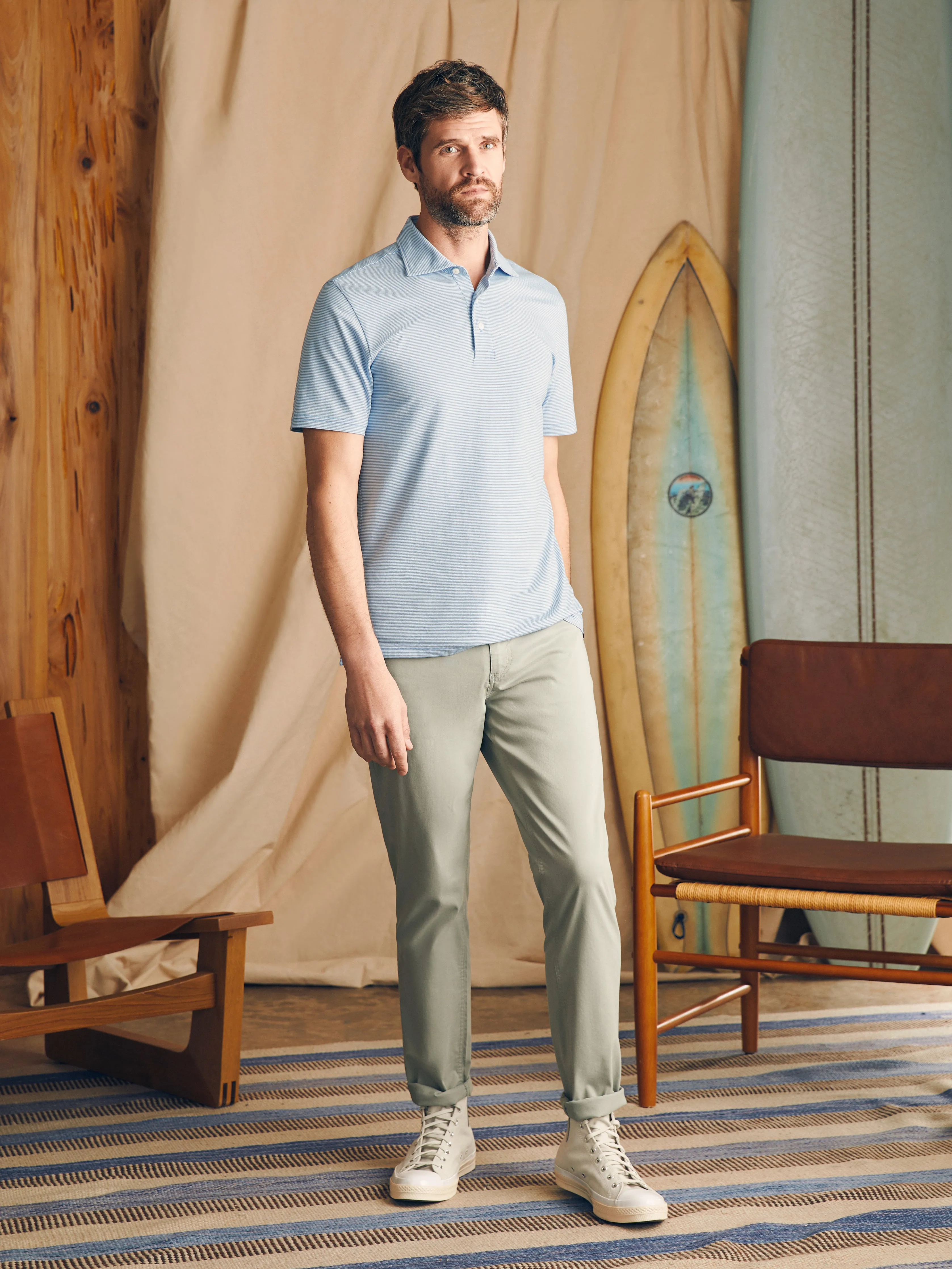Movement™ Short-Sleeve Pique Polo Shirt - Clean Lake Feeder sold by Faherty product image thumbnail 4