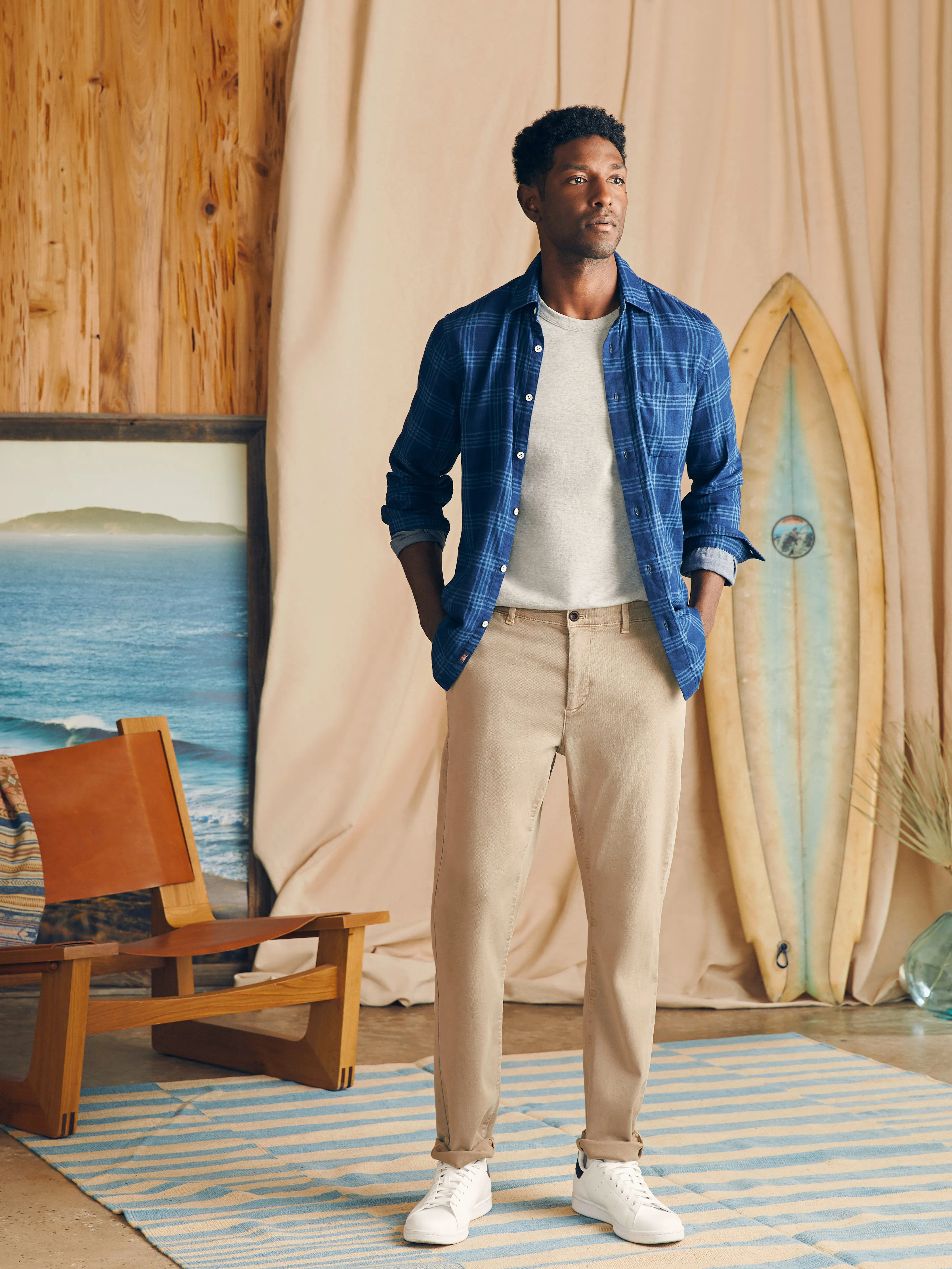 Coastline Stretch Chino (34" Inseam) - Utility Khaki sold by Faherty product image thumbnail 3