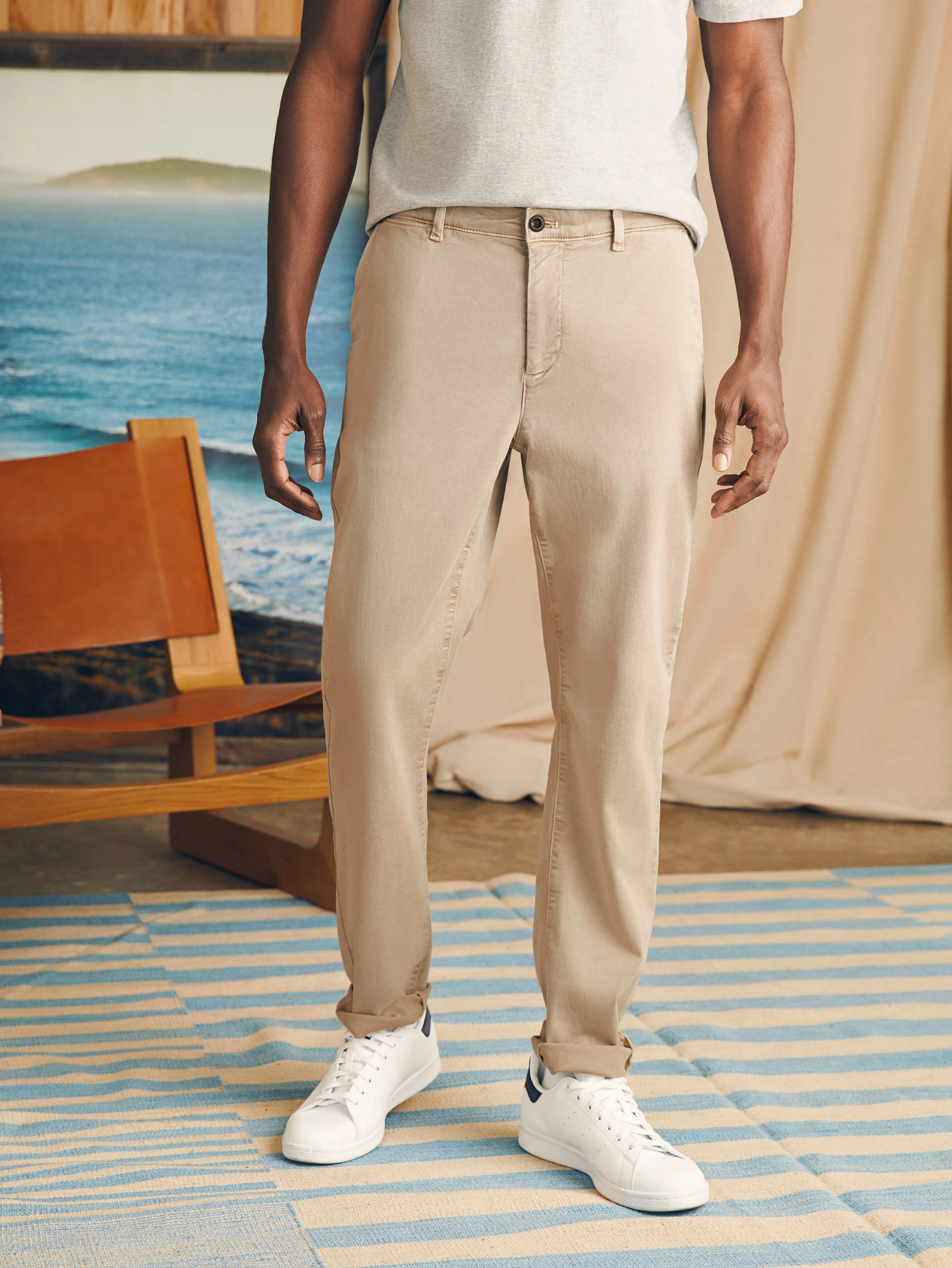 Coastline Stretch Chino (34" Inseam) - Utility Khaki sold by Faherty