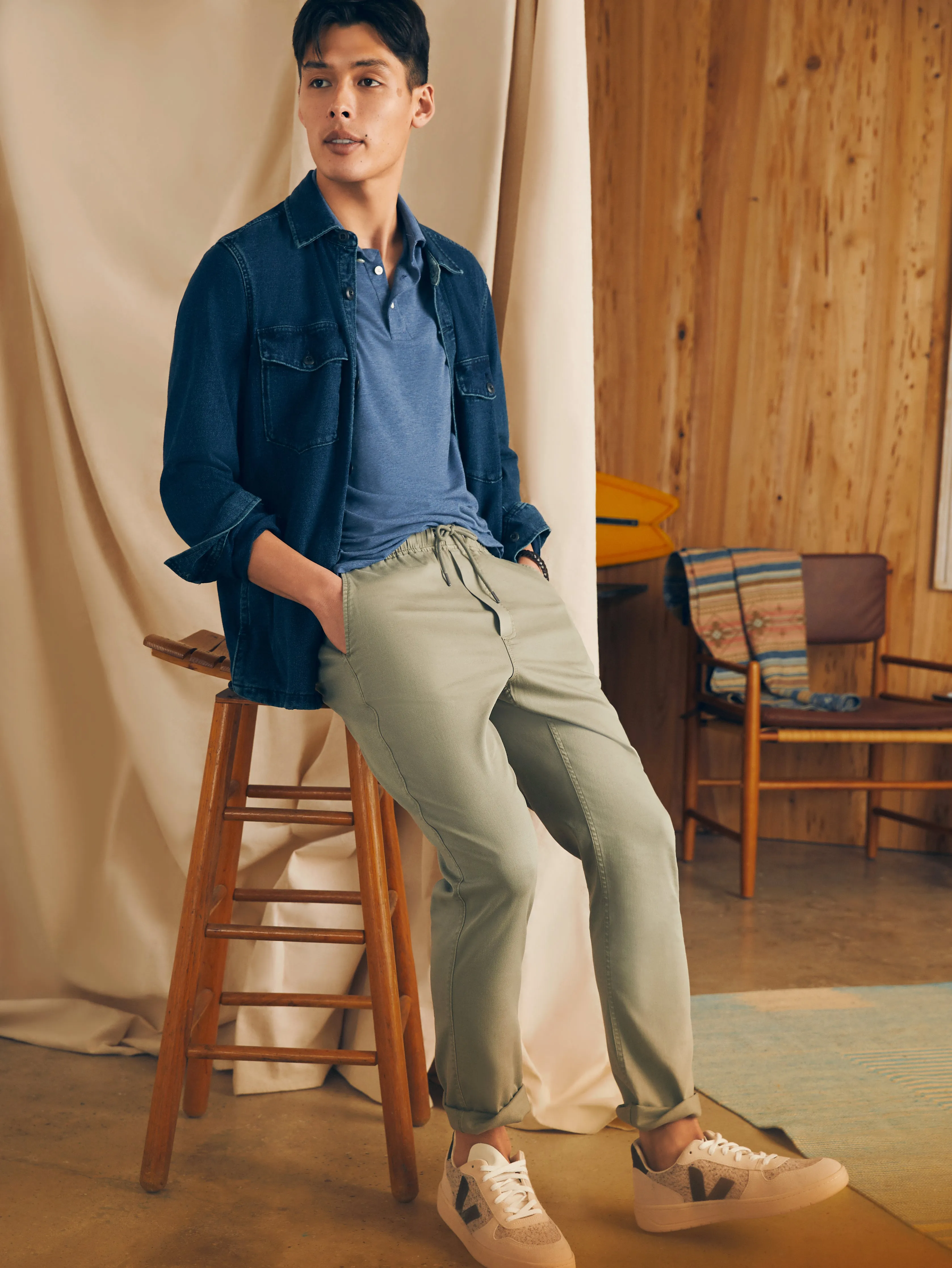Essential Drawstring Pant - Coastal Sage sold by Faherty product image thumbnail 4