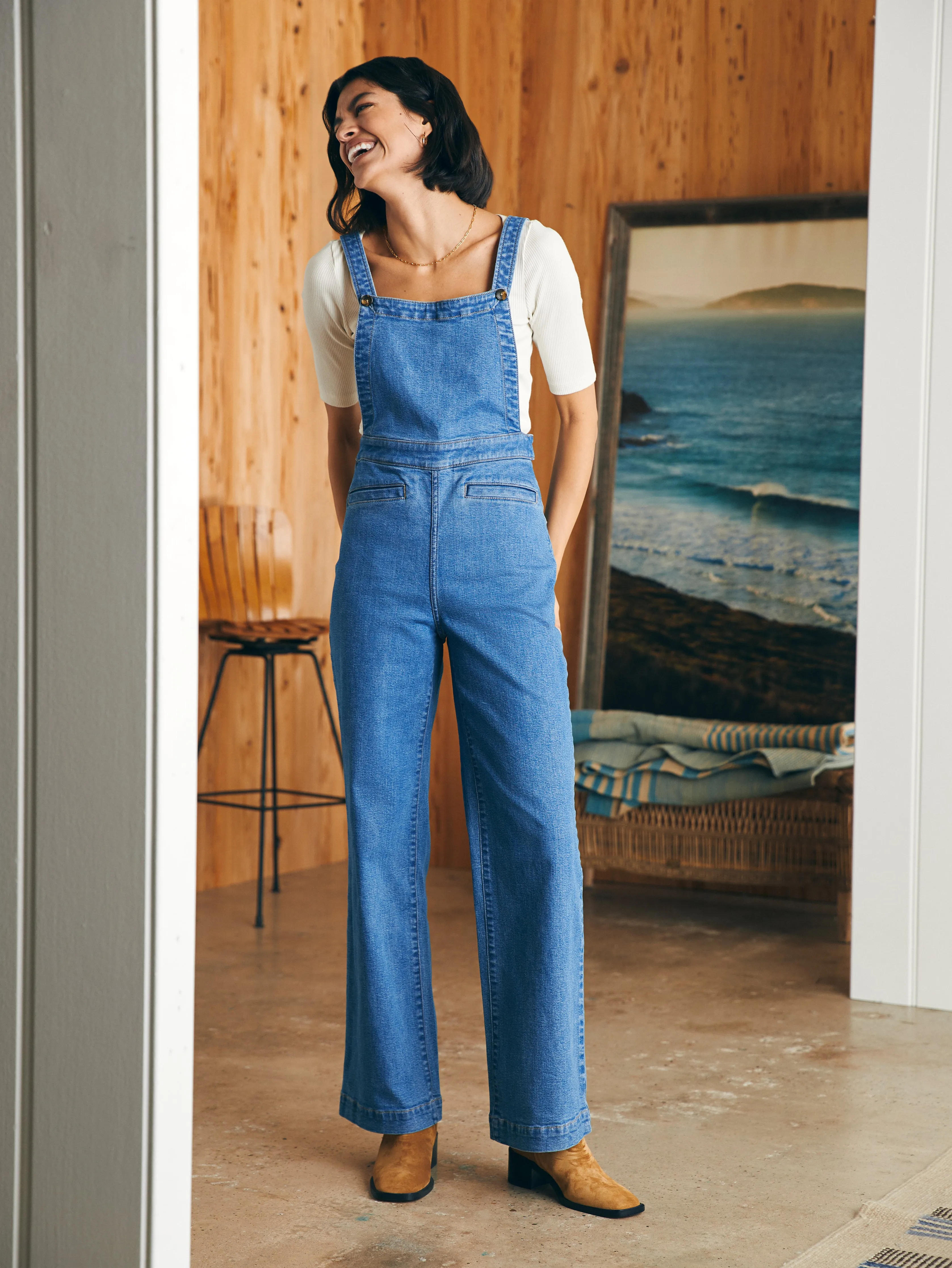 Organic Cotton Denim Sienna Jumpsuit - Seabrook Wash sold by Faherty product image thumbnail 5