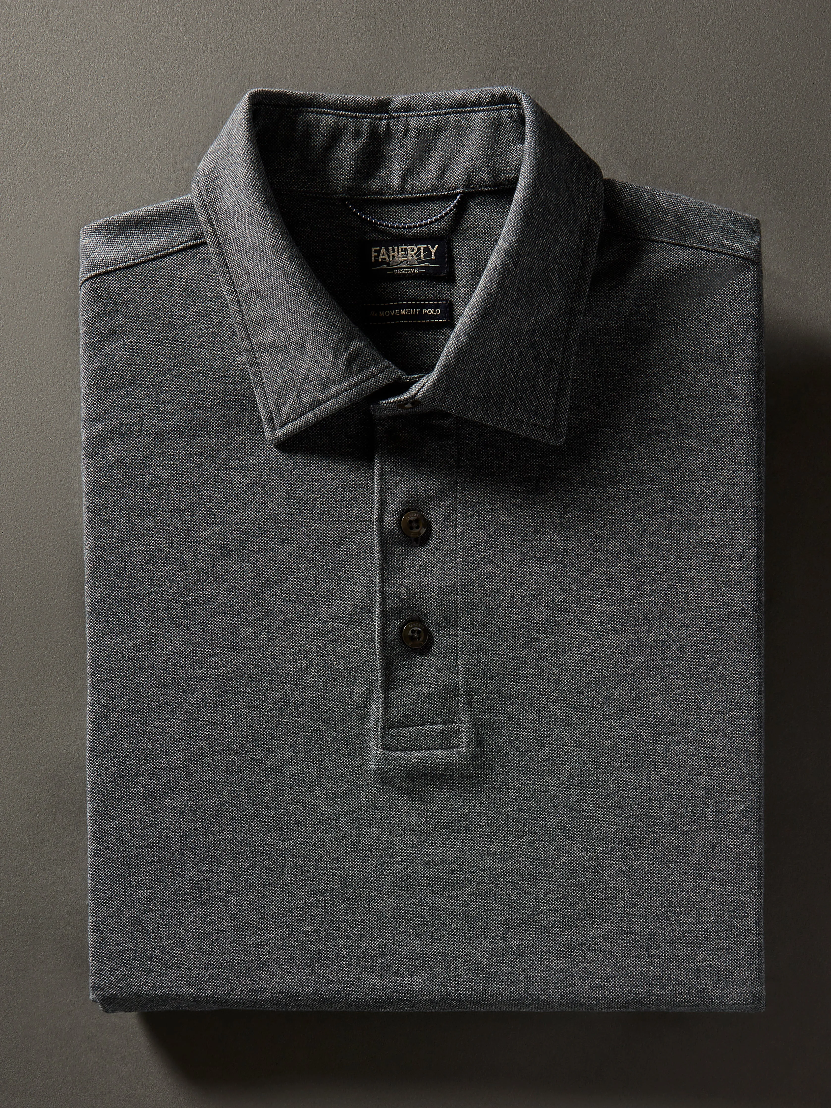 Short-Sleeve Movement™ Pique Polo - Dusty Iron Heather sold by Faherty