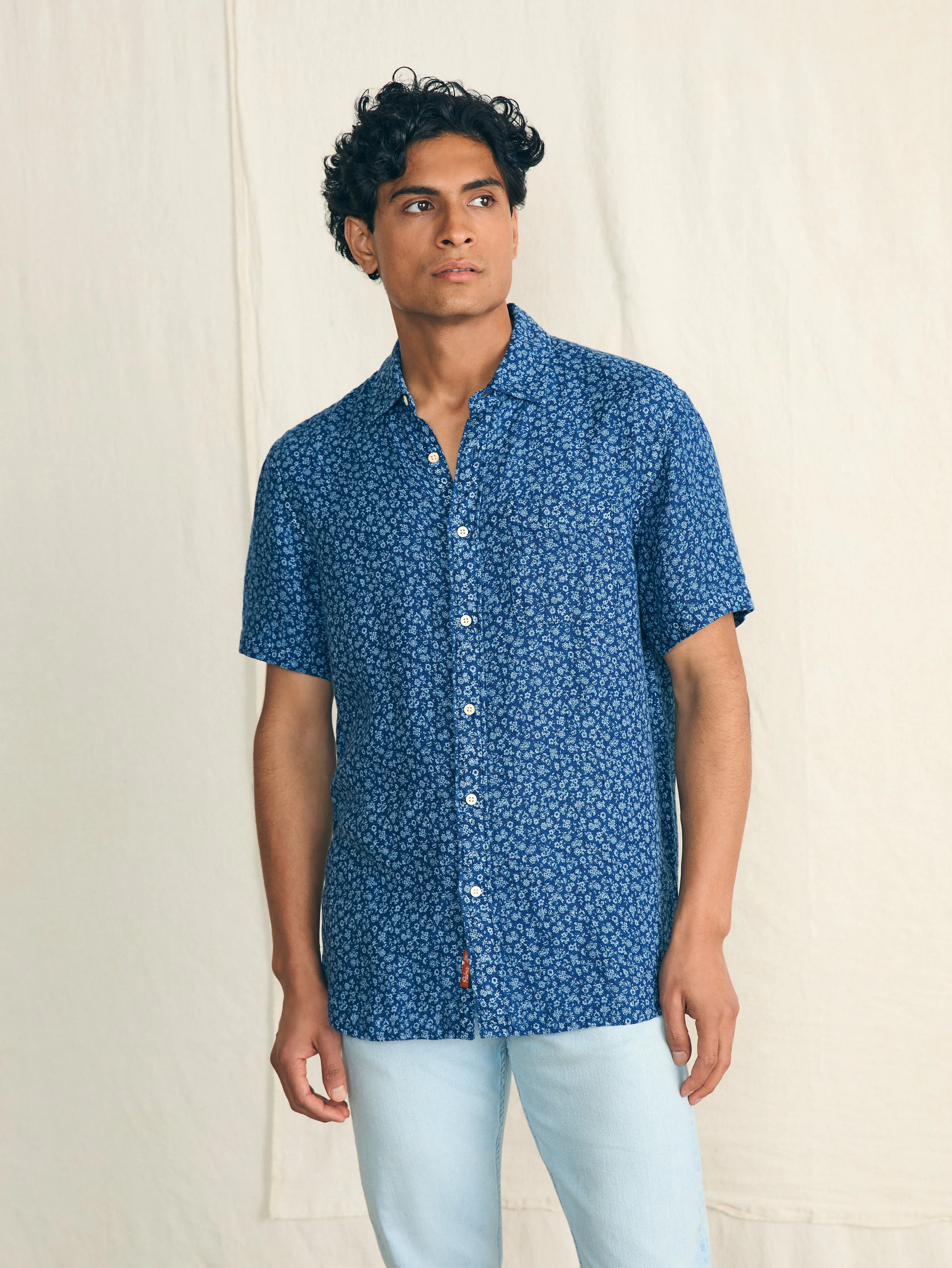 Short-Sleeve Palma Linen Shirt - Oceana Ditsy sold by Faherty product image thumbnail 3