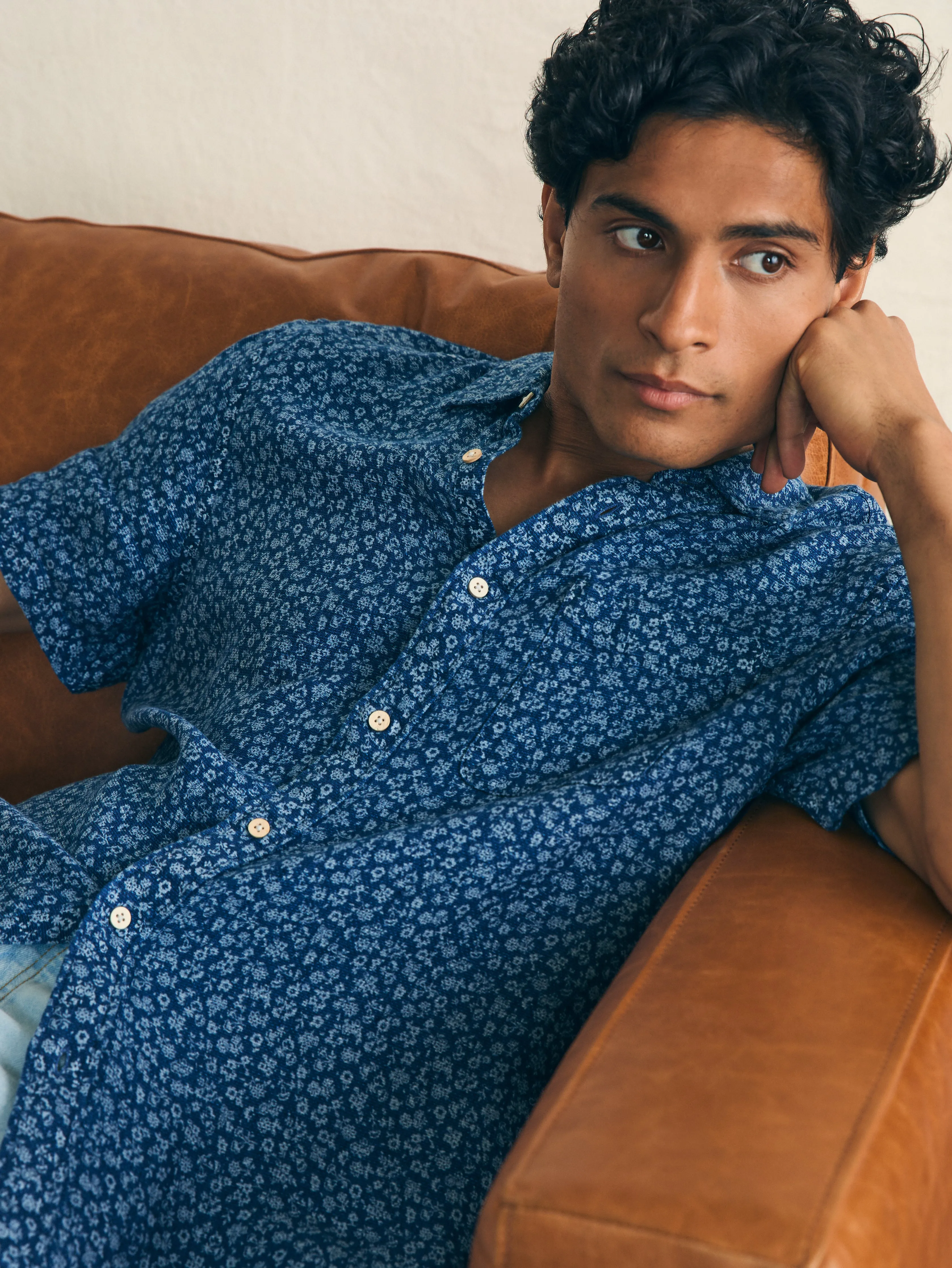 Short-Sleeve Palma Linen Shirt - Oceana Ditsy sold by Faherty