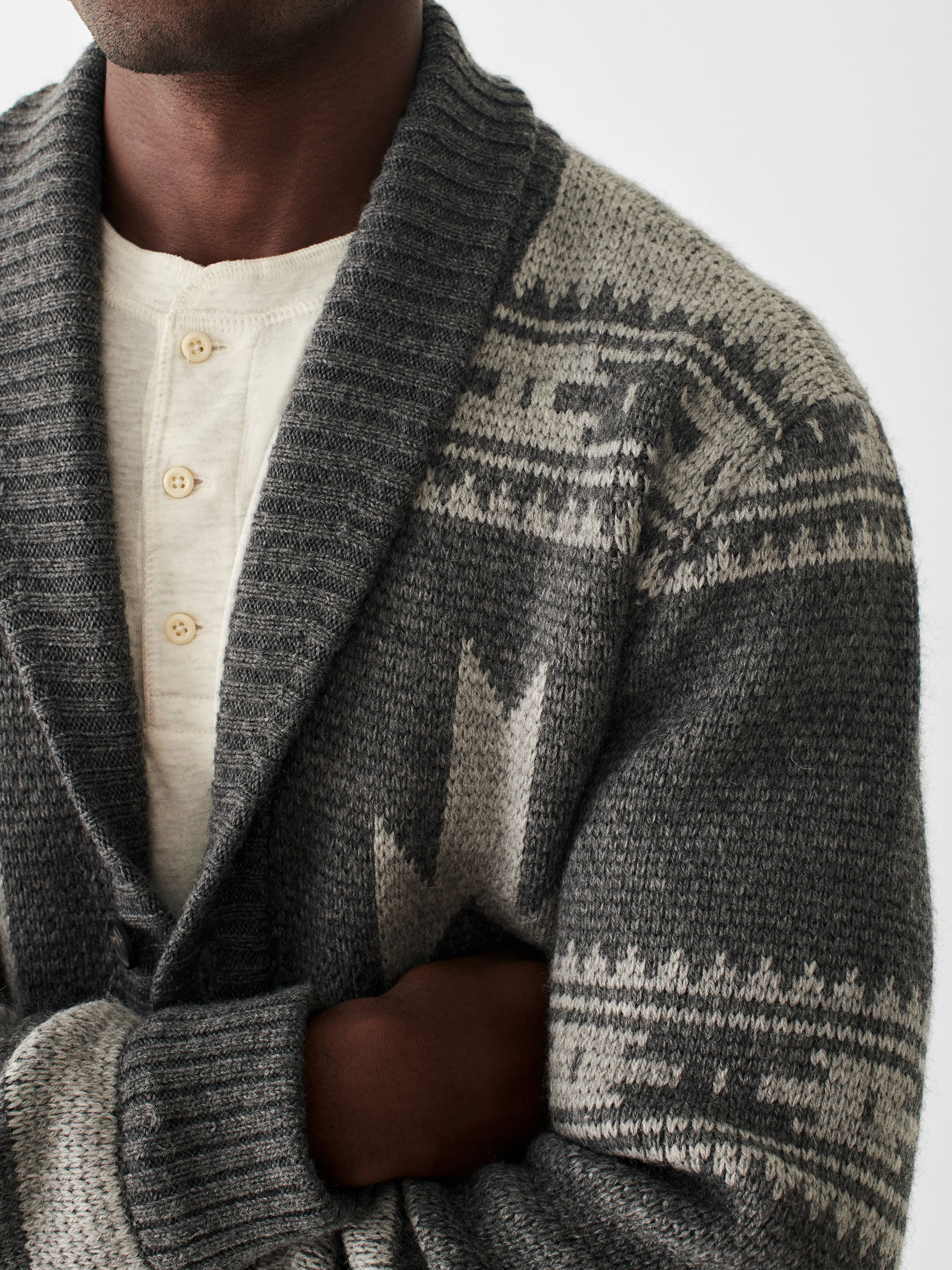 Steven Paul Judd Thunderbird Cardigan - Charcoal Grey Thunderbird sold by Faherty product image thumbnail 4