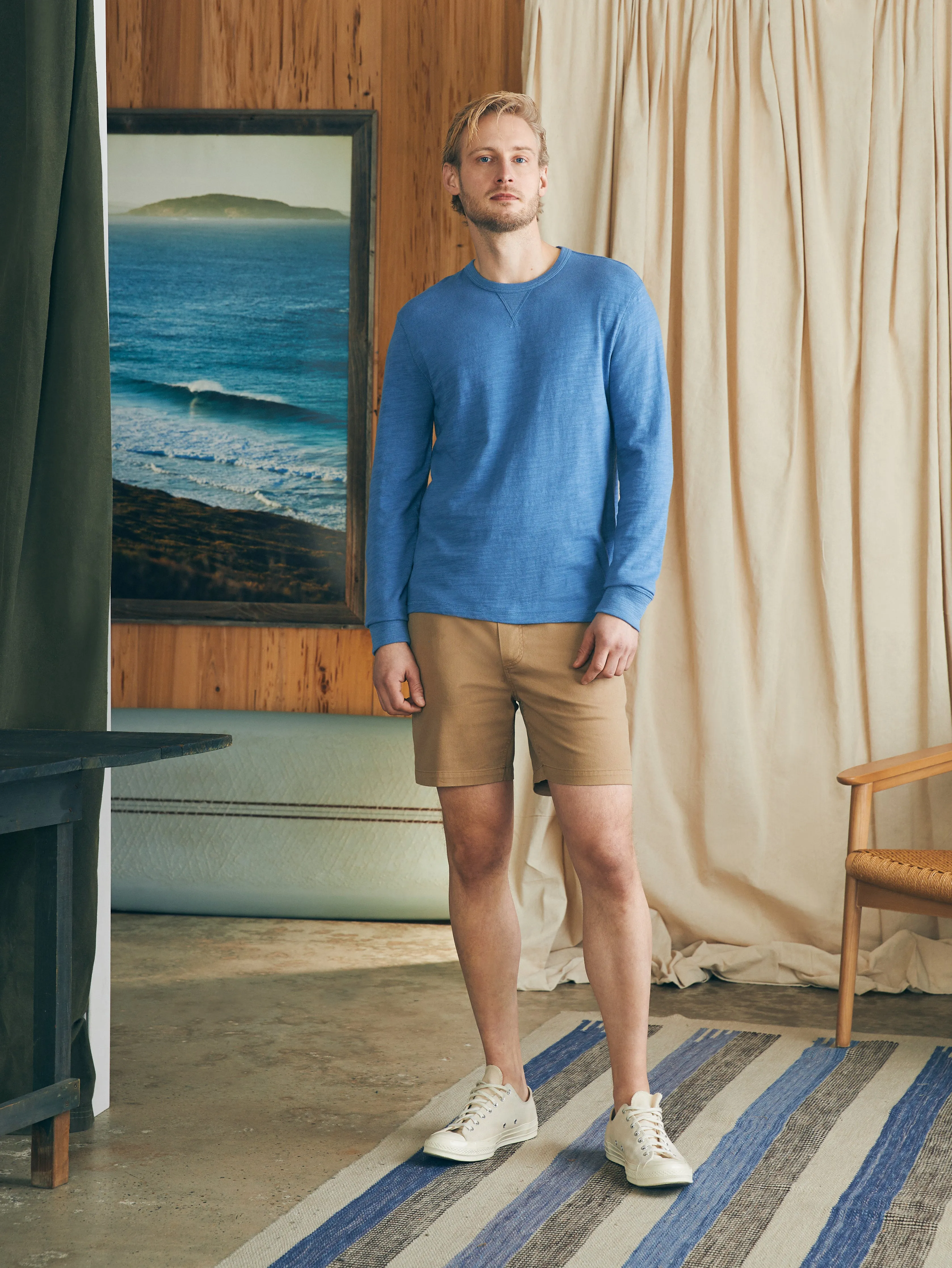 Sunwashed Slub Crew - Blue Horizon sold by Faherty product image thumbnail 4
