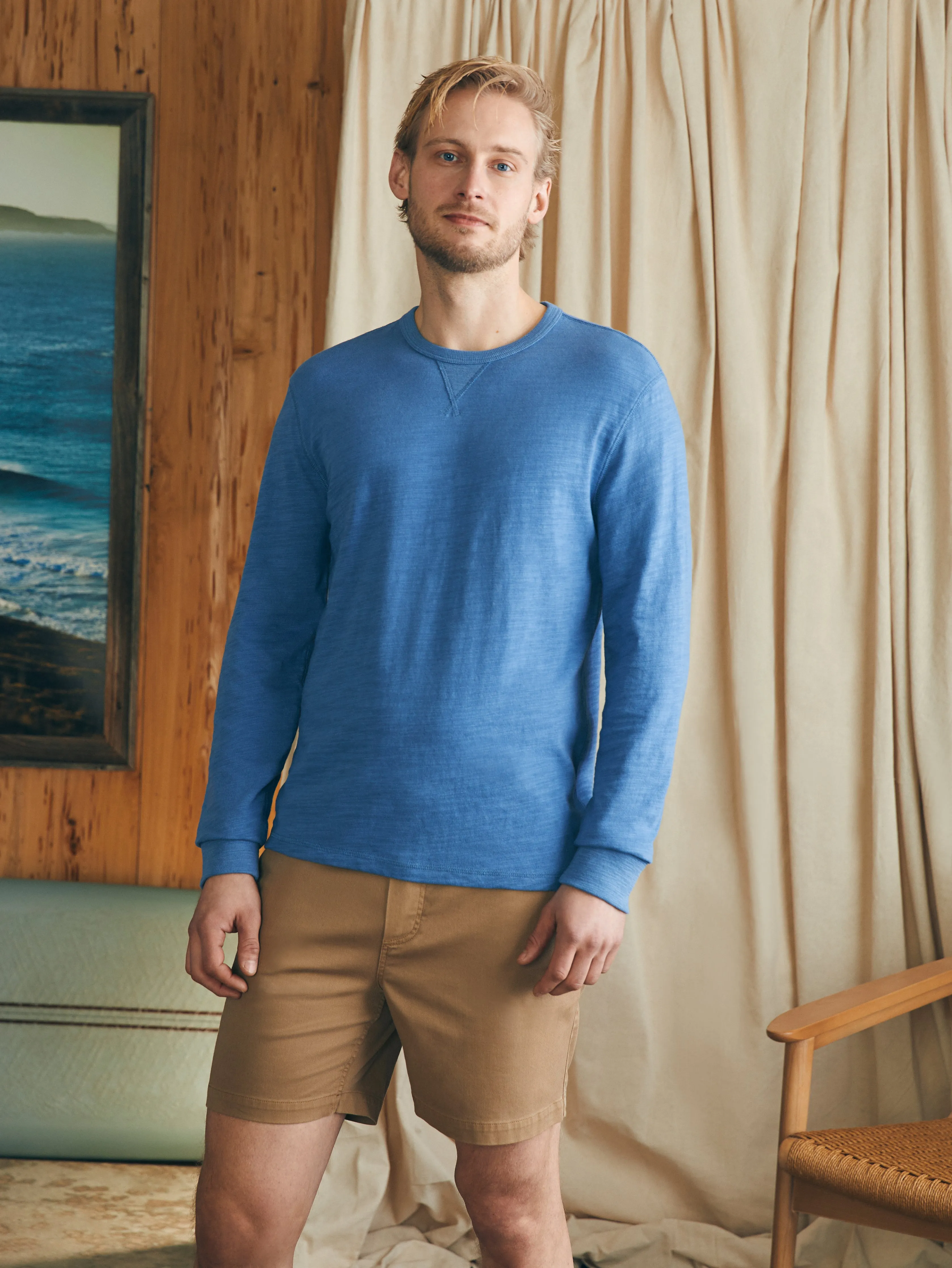 Sunwashed Slub Crew - Blue Horizon sold by Faherty product image thumbnail 3