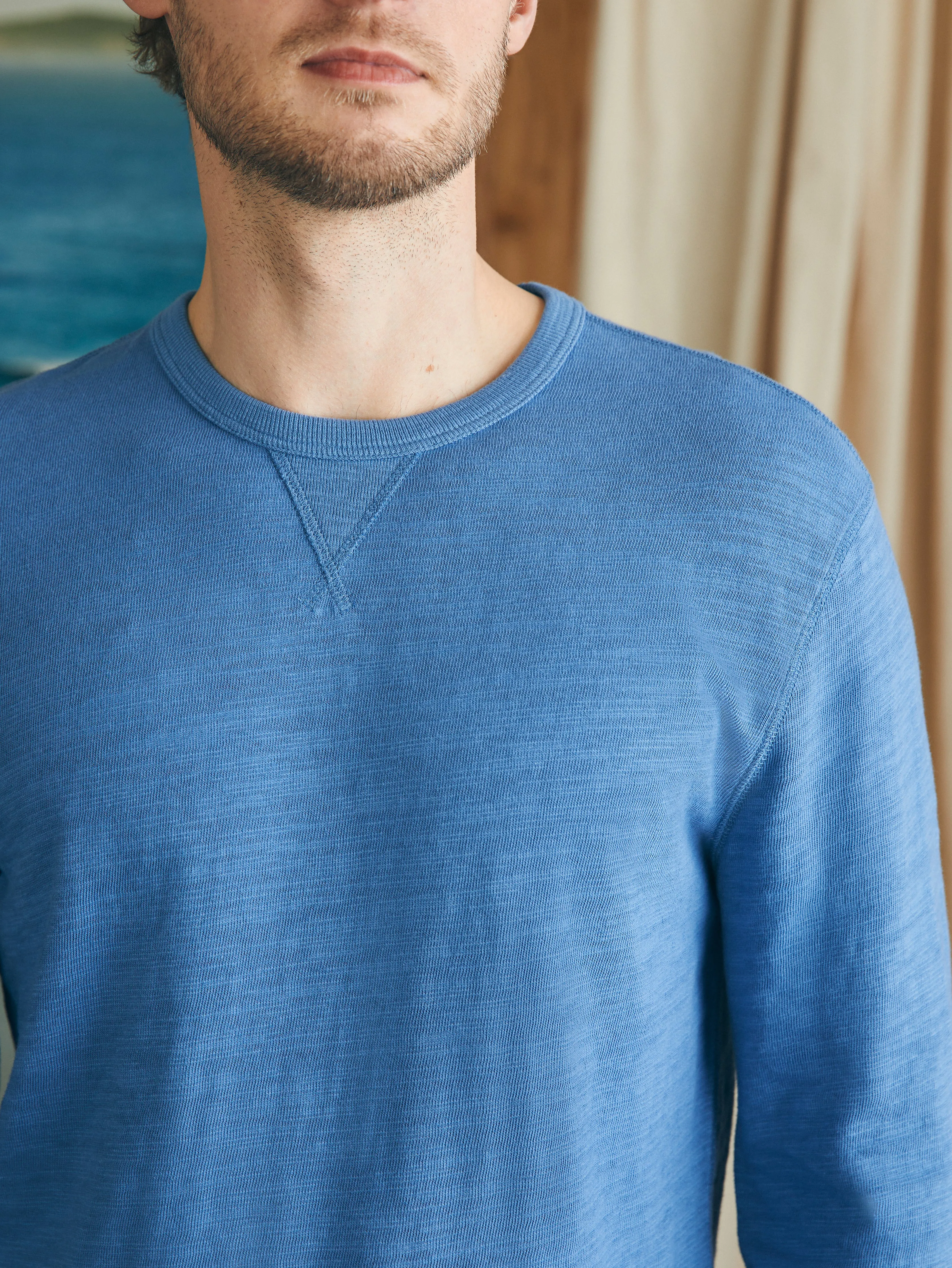 Sunwashed Slub Crew - Blue Horizon sold by Faherty product image thumbnail 2