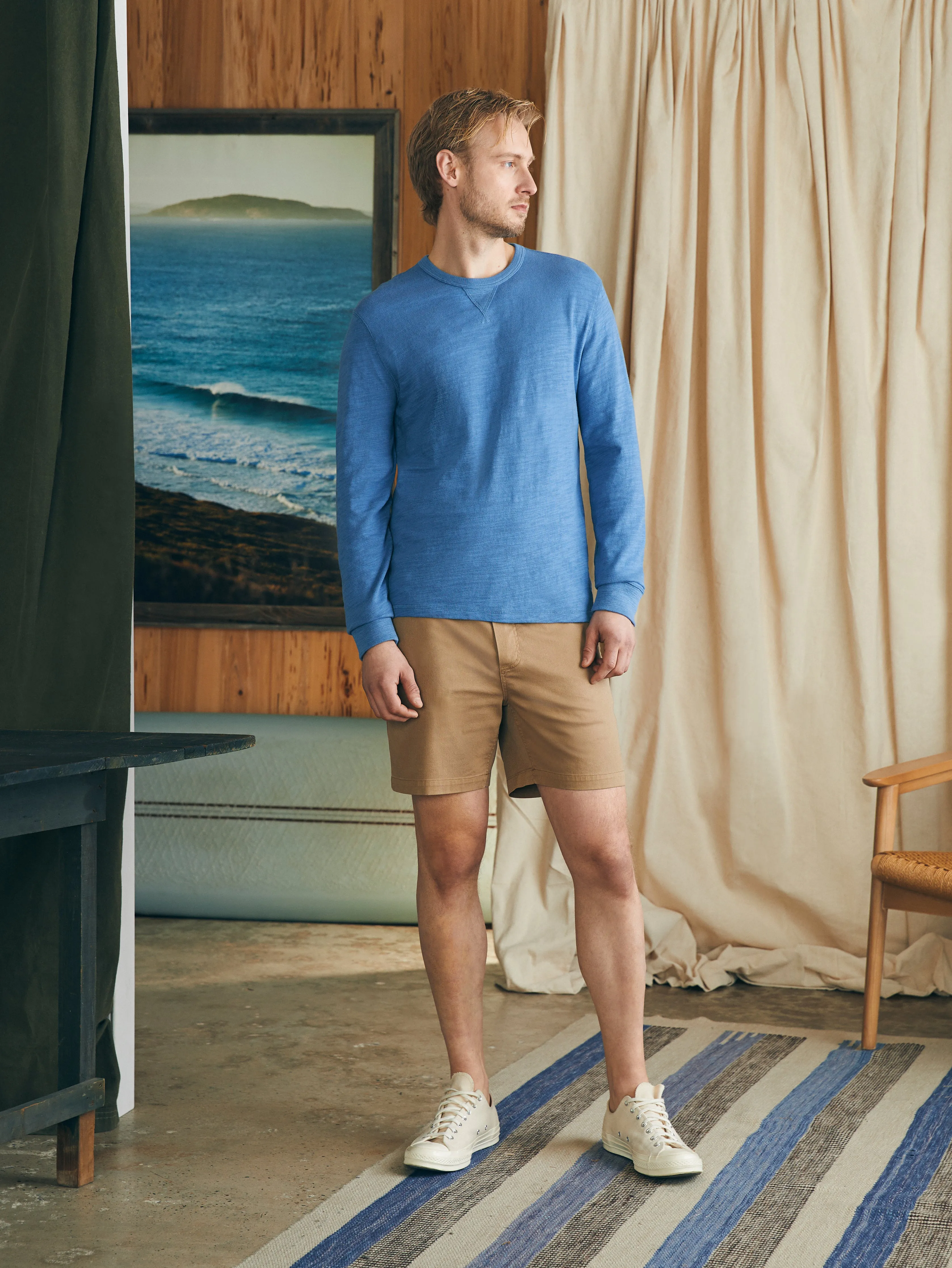 Sunwashed Slub Crew - Blue Horizon sold by Faherty product image thumbnail 5