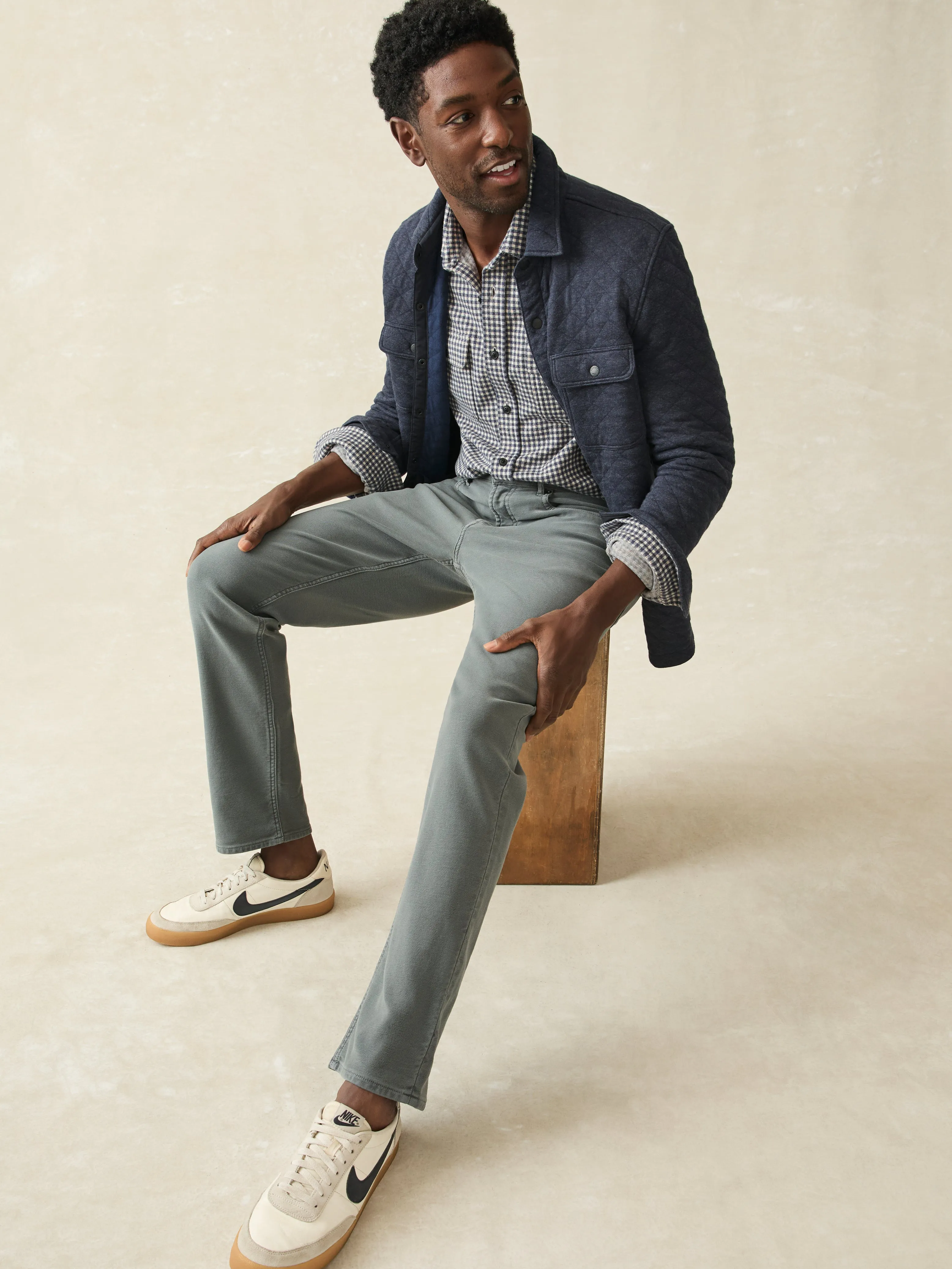 Stretch Terry 5-Pocket Athletic Fit Pant - Slate sold by Faherty product image thumbnail 3