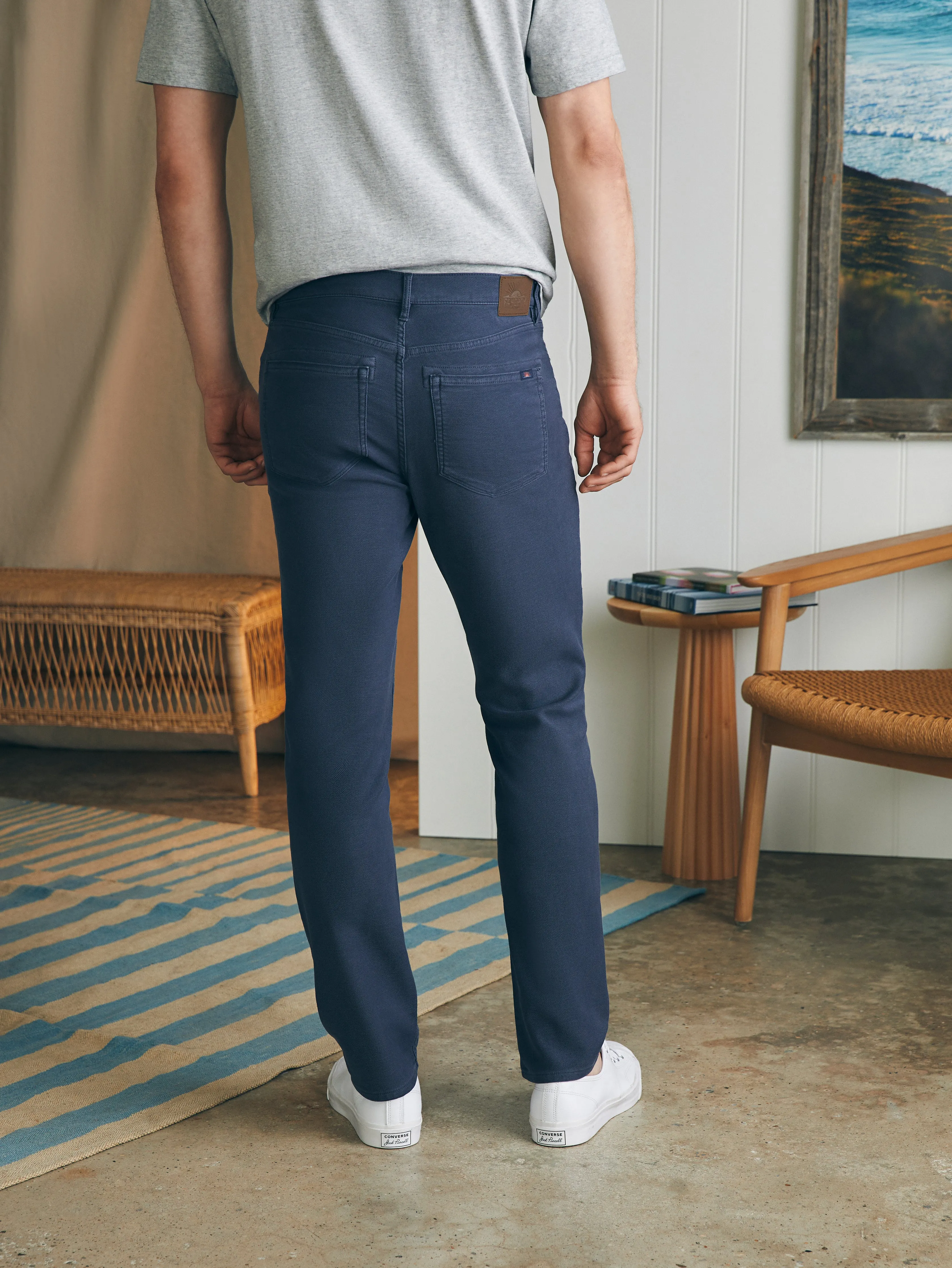 Stretch Terry 5-Pocket Pant - Navy sold by Faherty product image thumbnail 5