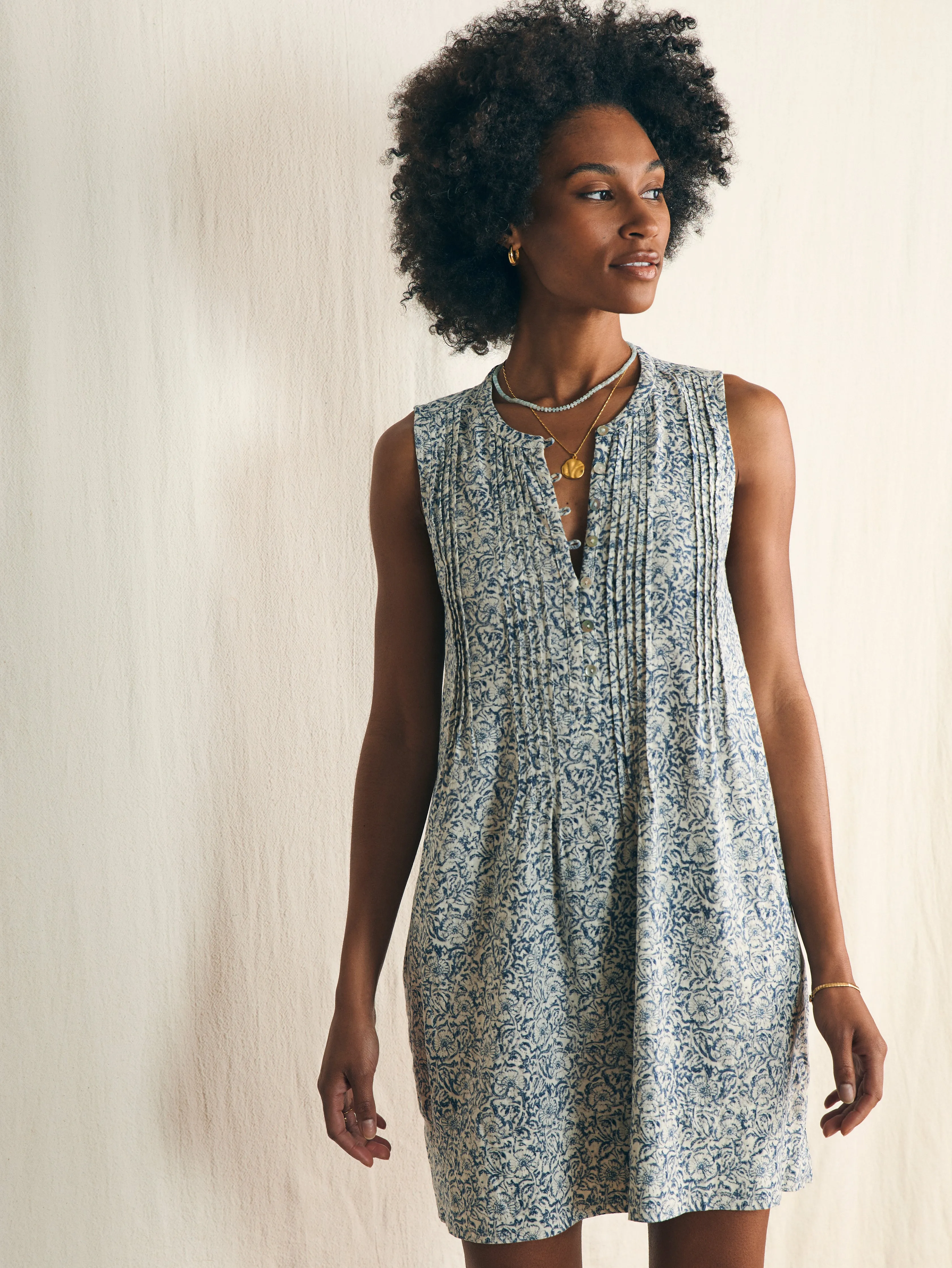 Isha Dress - Cream Imma Floral sold by Faherty product image thumbnail 4