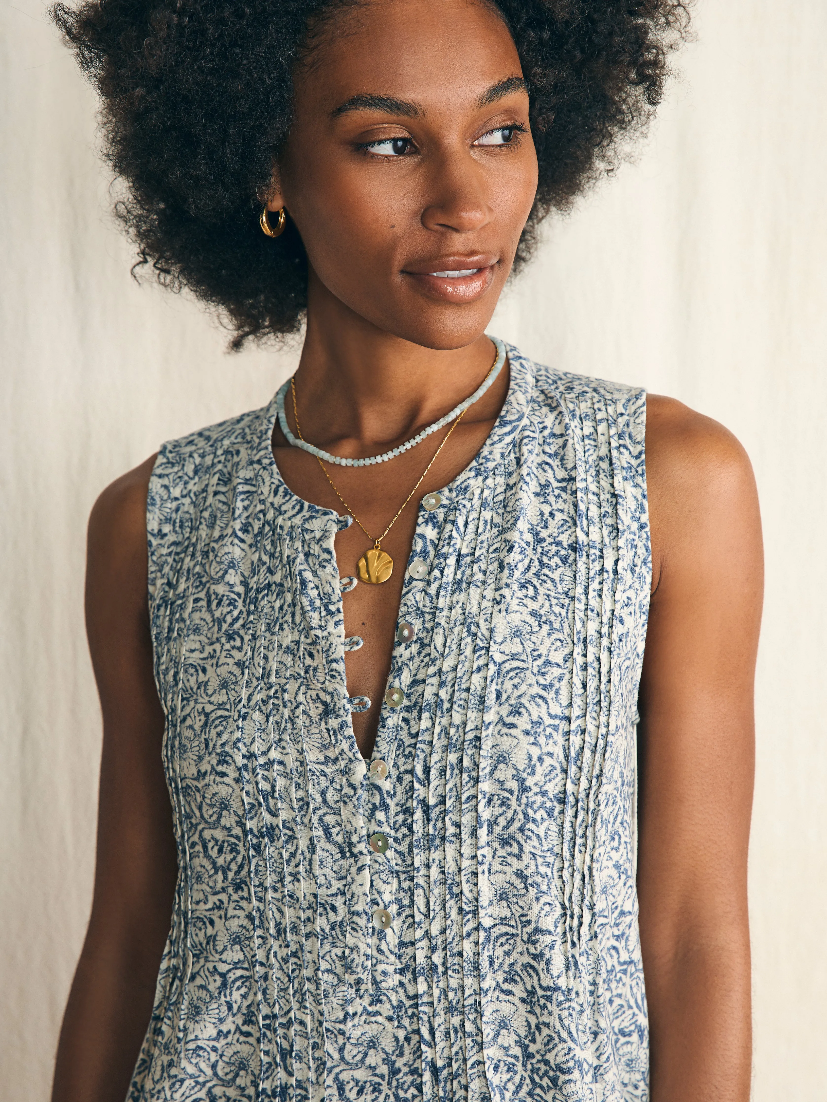 Isha Dress - Cream Imma Floral sold by Faherty product image thumbnail 2