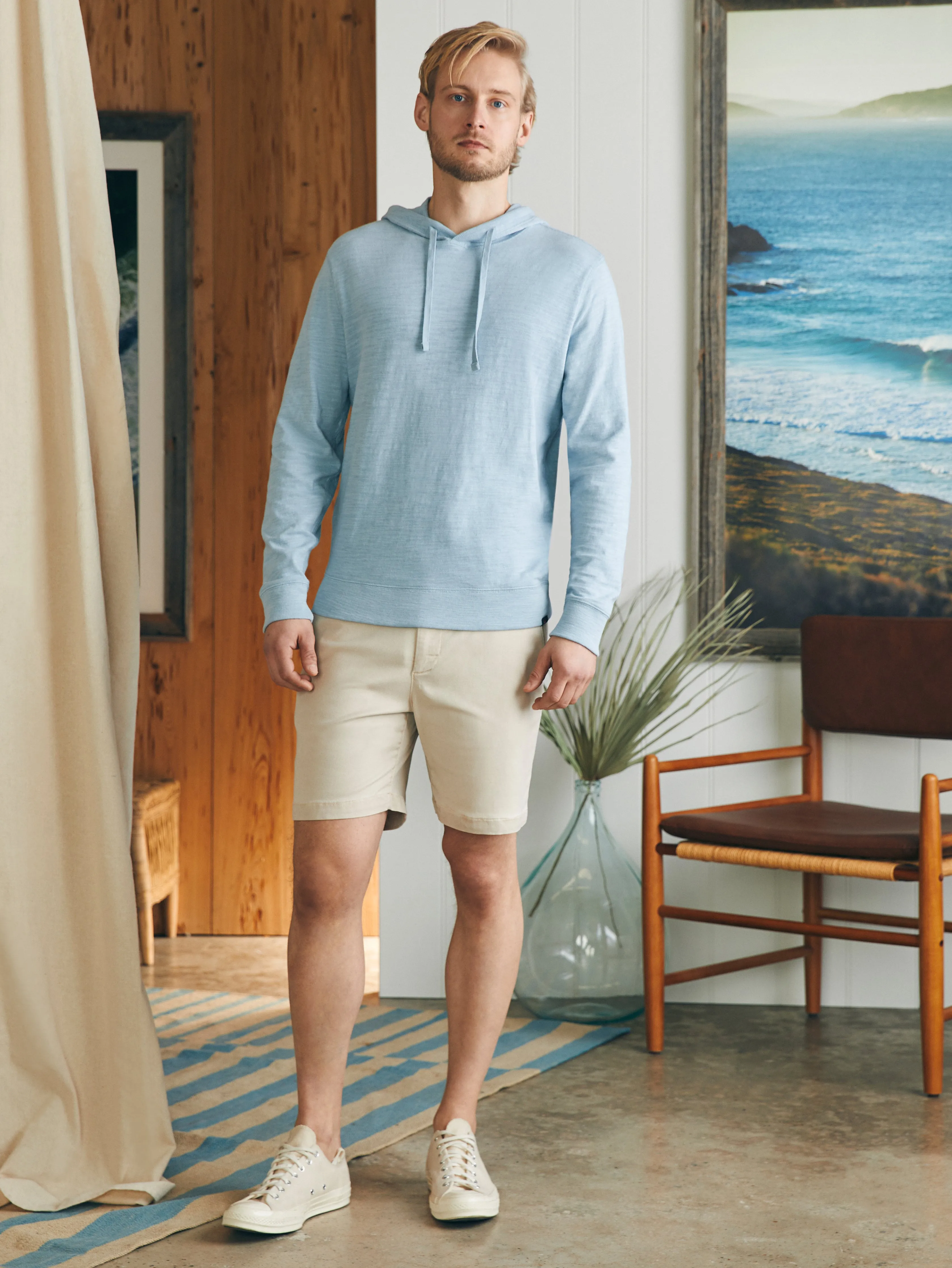 Sunwashed Midweight Organic Hoodie - Blue Breeze sold by Faherty product image thumbnail 4