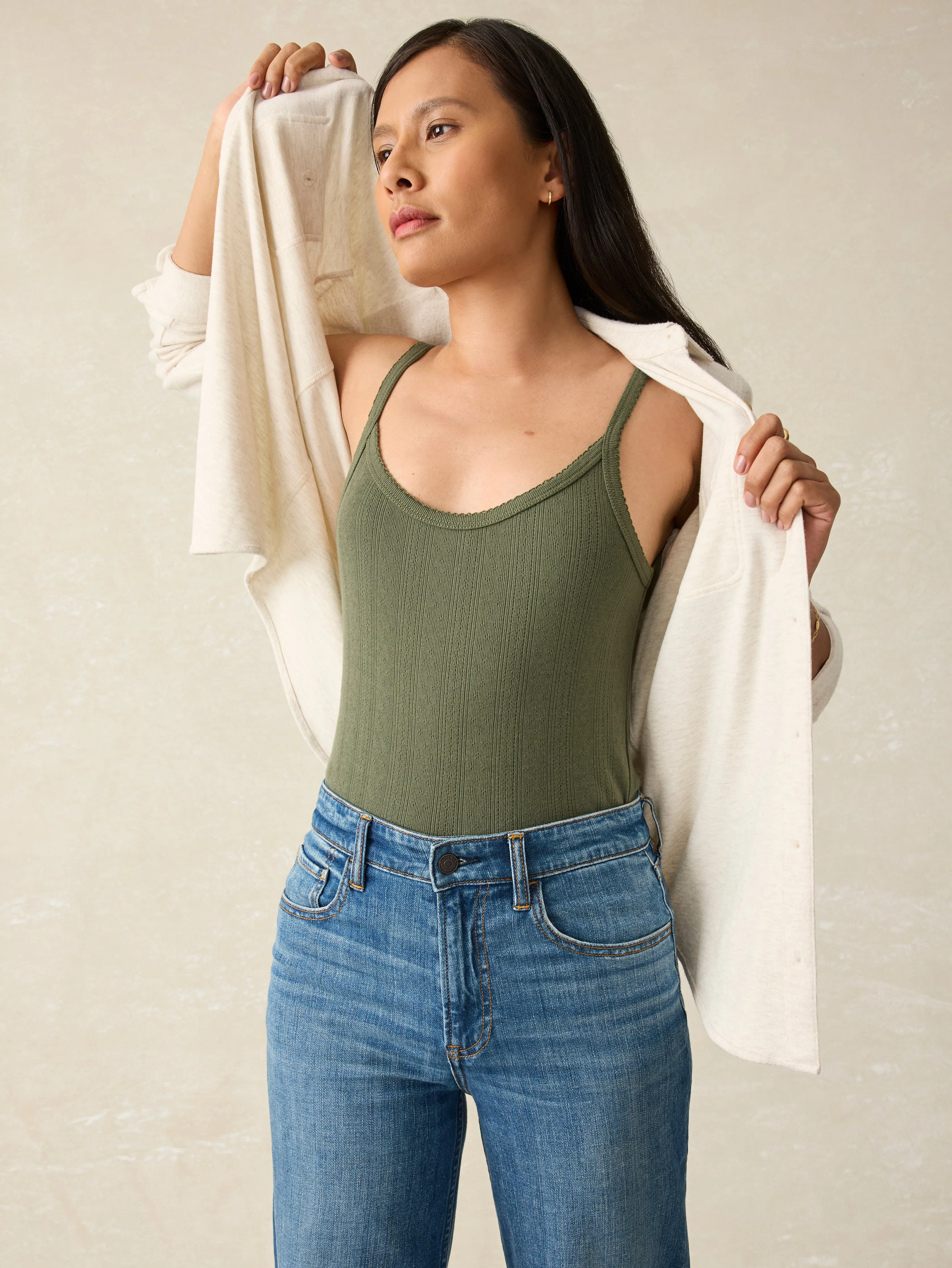 Pacific Pointelle Tank - Beetle sold by Faherty product image thumbnail 4