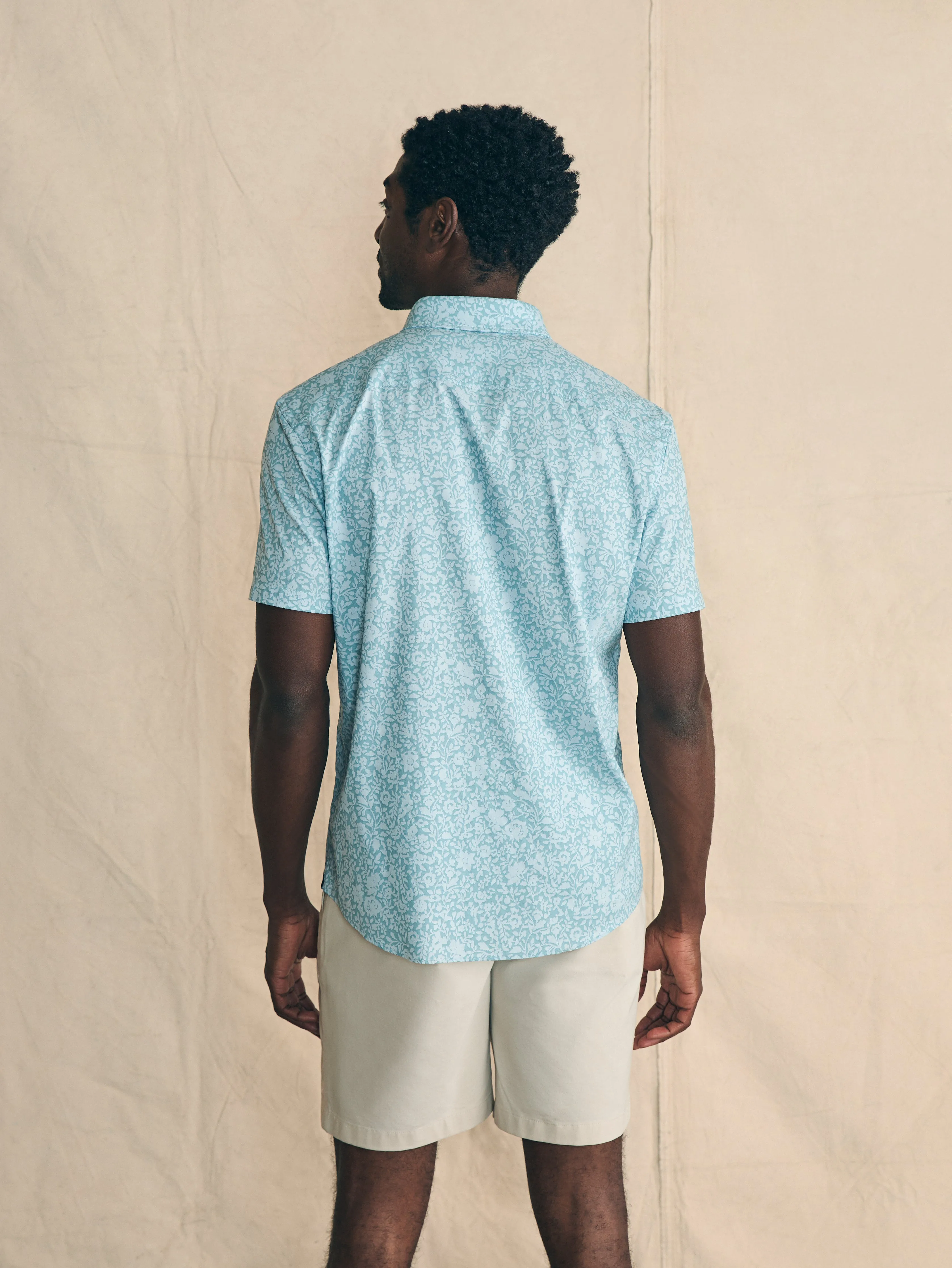 Movement™ Short-Sleeve Shirt - Blue Wave Botanic sold by Faherty product image thumbnail 5