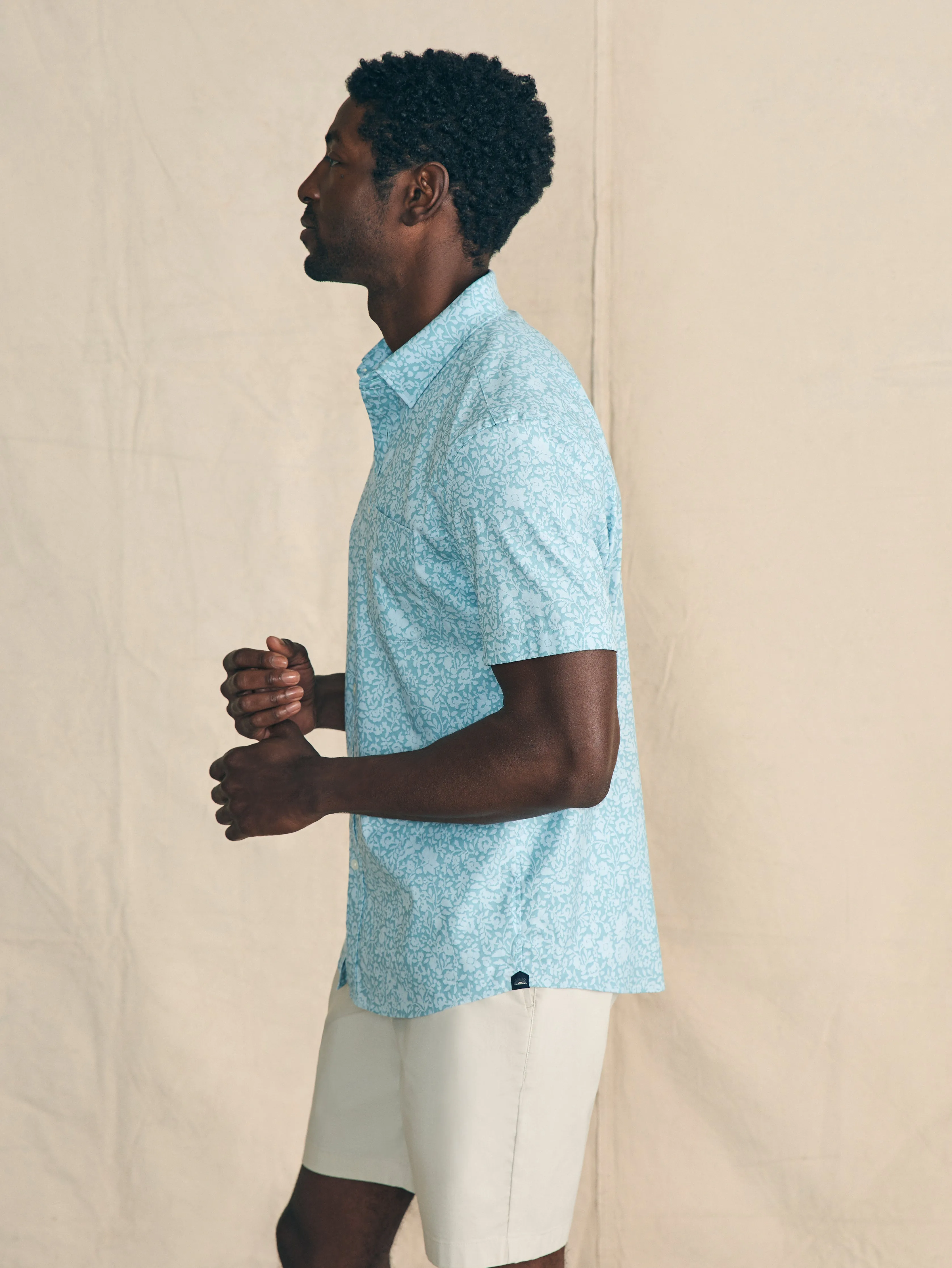 Movement™ Short-Sleeve Shirt - Blue Wave Botanic sold by Faherty product image thumbnail 4