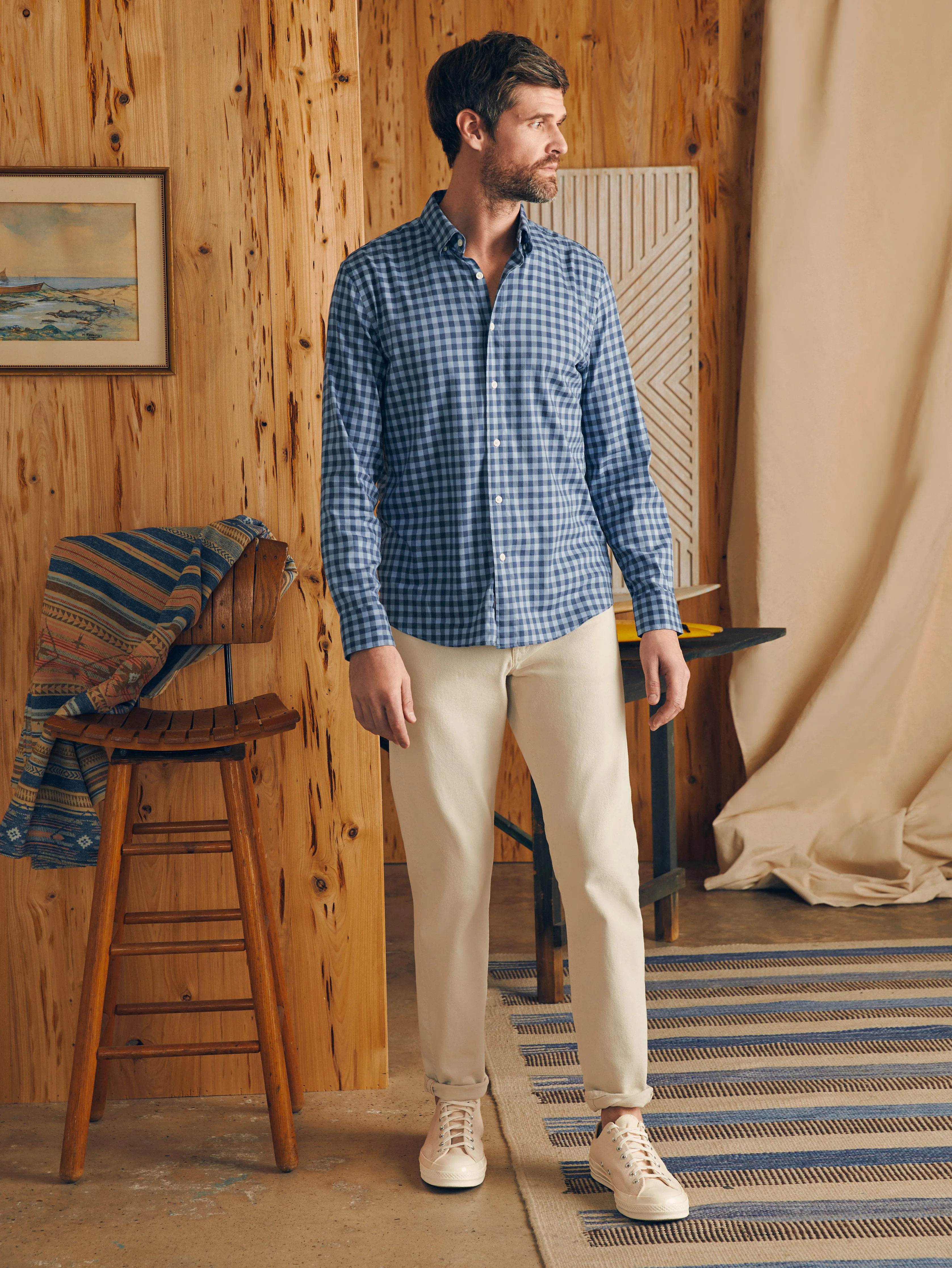 Movement™ Shirt - Navy Skies Check sold by Faherty product image thumbnail 4