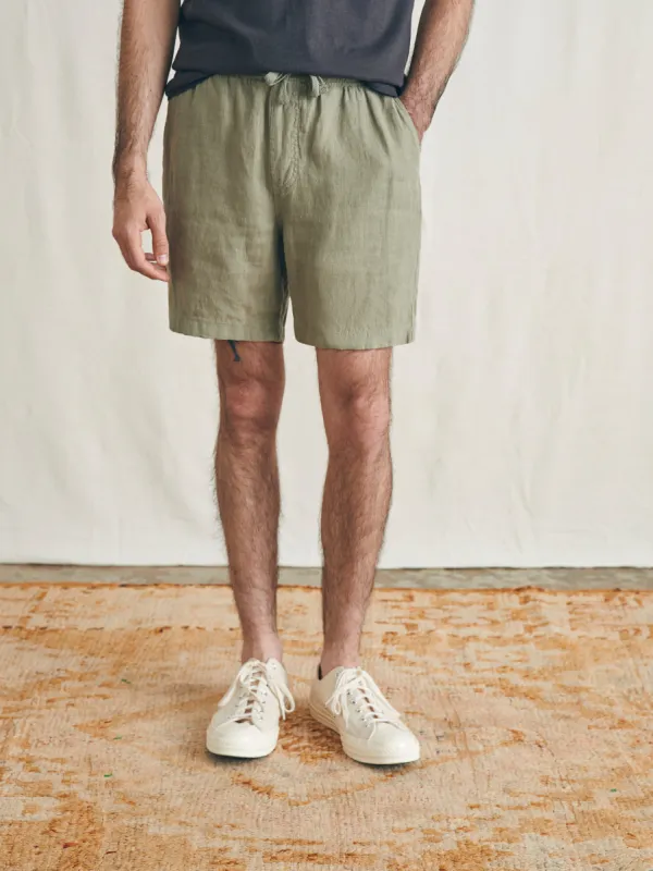 Essential Linen Short (6.5" Inseam) - Canyon Olive sold by Faherty