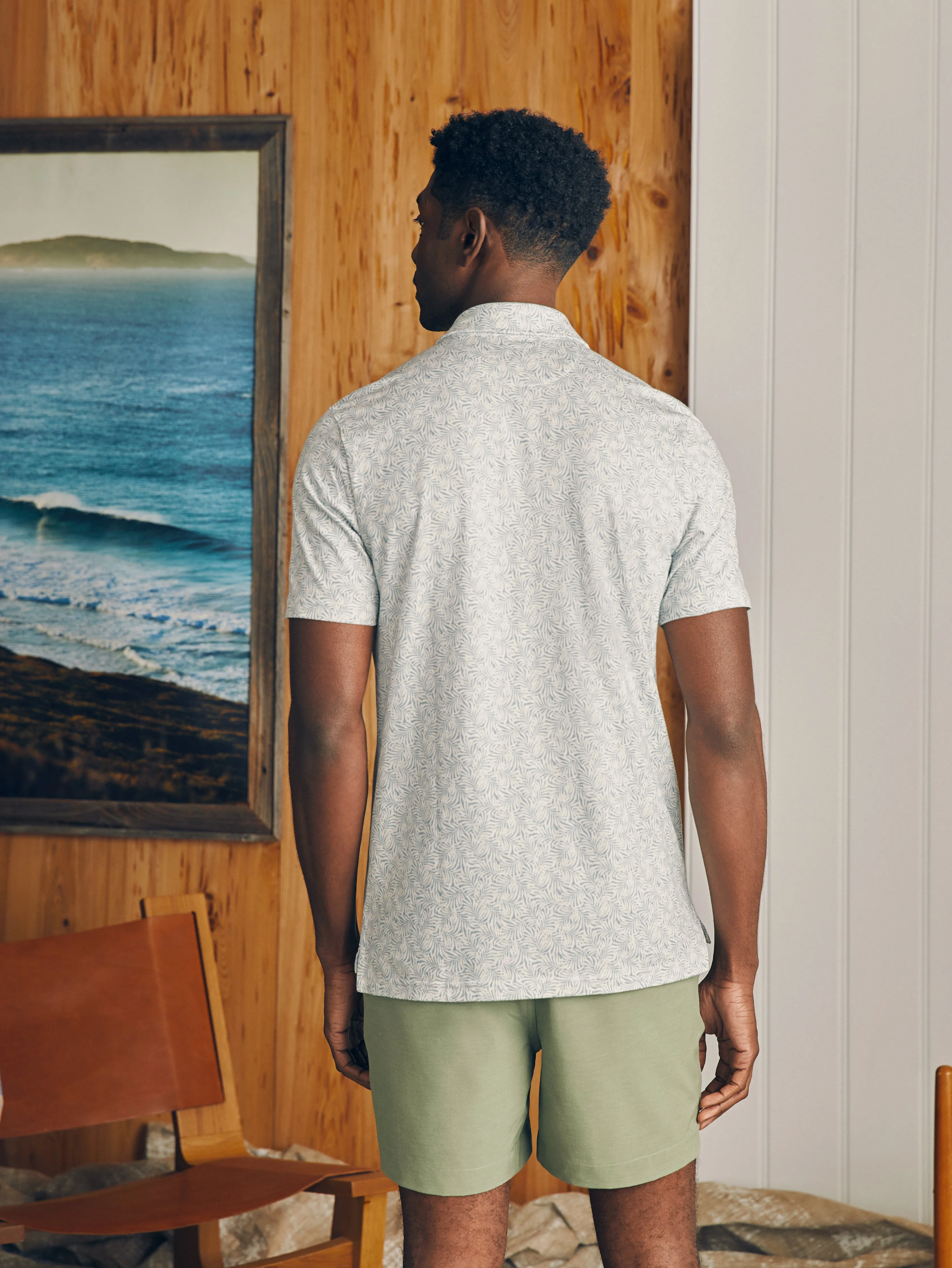 Movement™ Short-Sleeve Pique Polo Shirt (Tall) - Sky Canopy Print sold by Faherty product image thumbnail 5