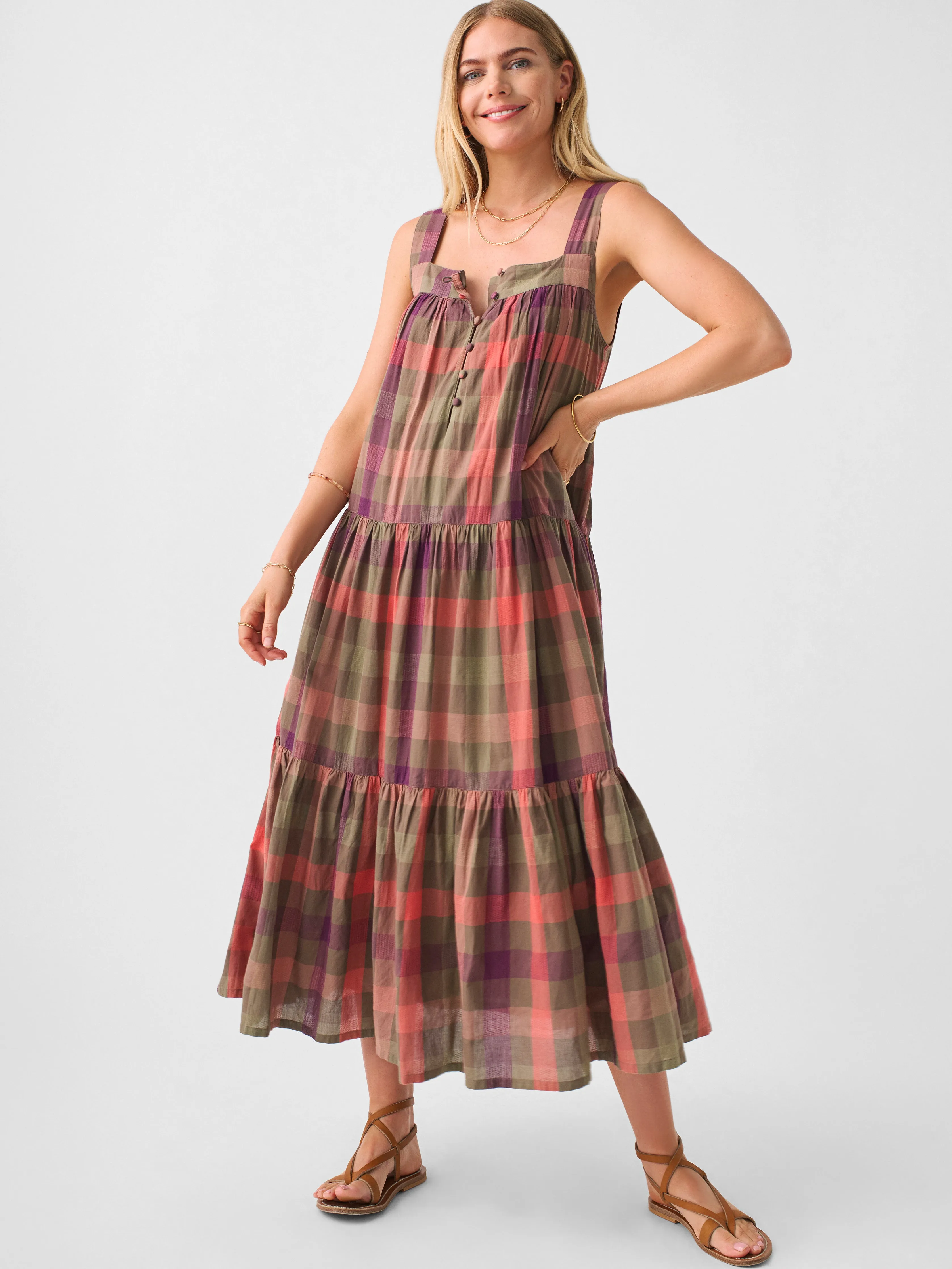 Marina Dress - Desert Plaid sold by Faherty