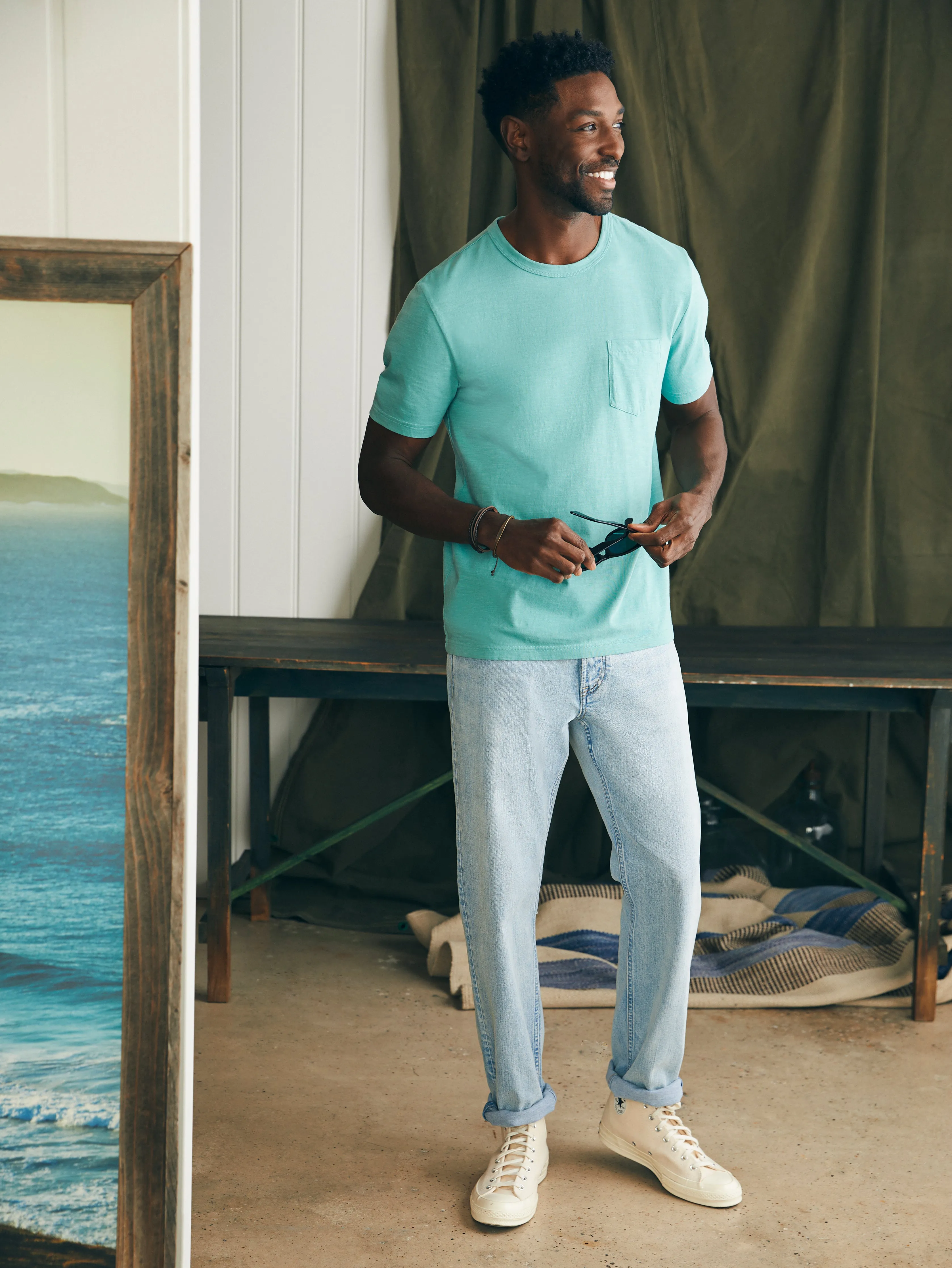 Sunwashed Pocket Tee - Island Teal sold by Faherty product image thumbnail 4