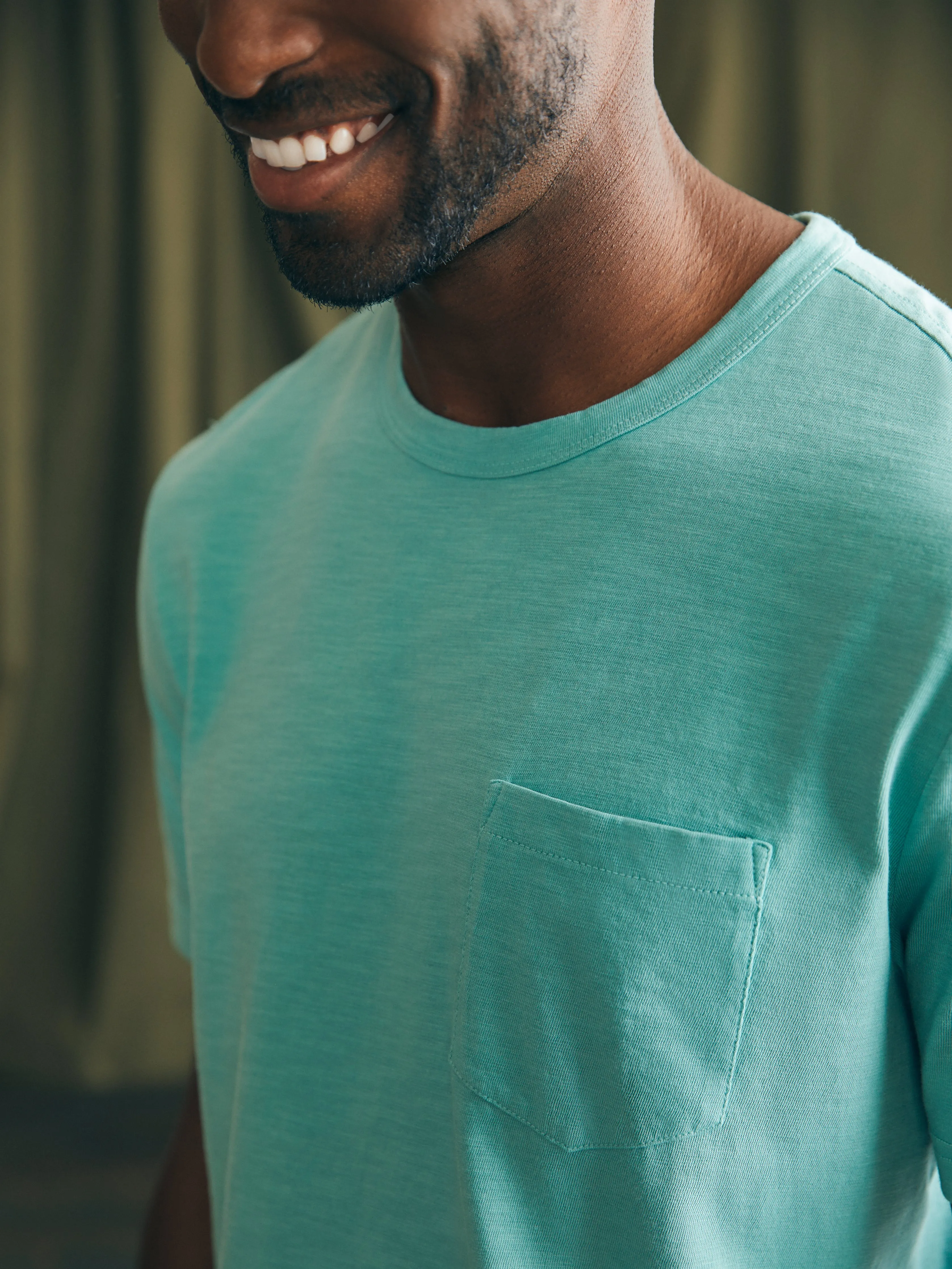 Sunwashed Pocket Tee - Island Teal sold by Faherty product image thumbnail 2