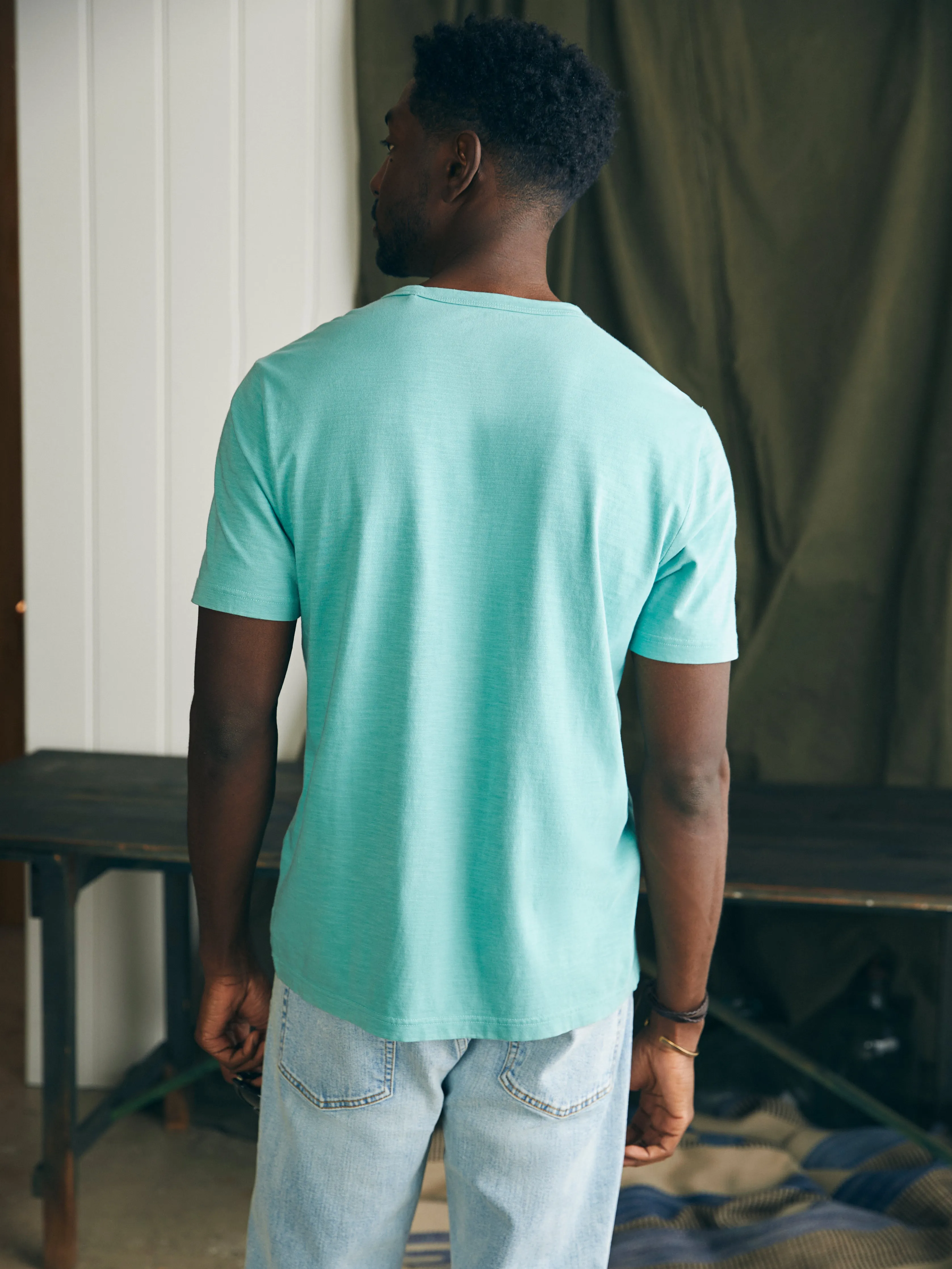 Sunwashed Pocket Tee - Island Teal sold by Faherty product image thumbnail 5