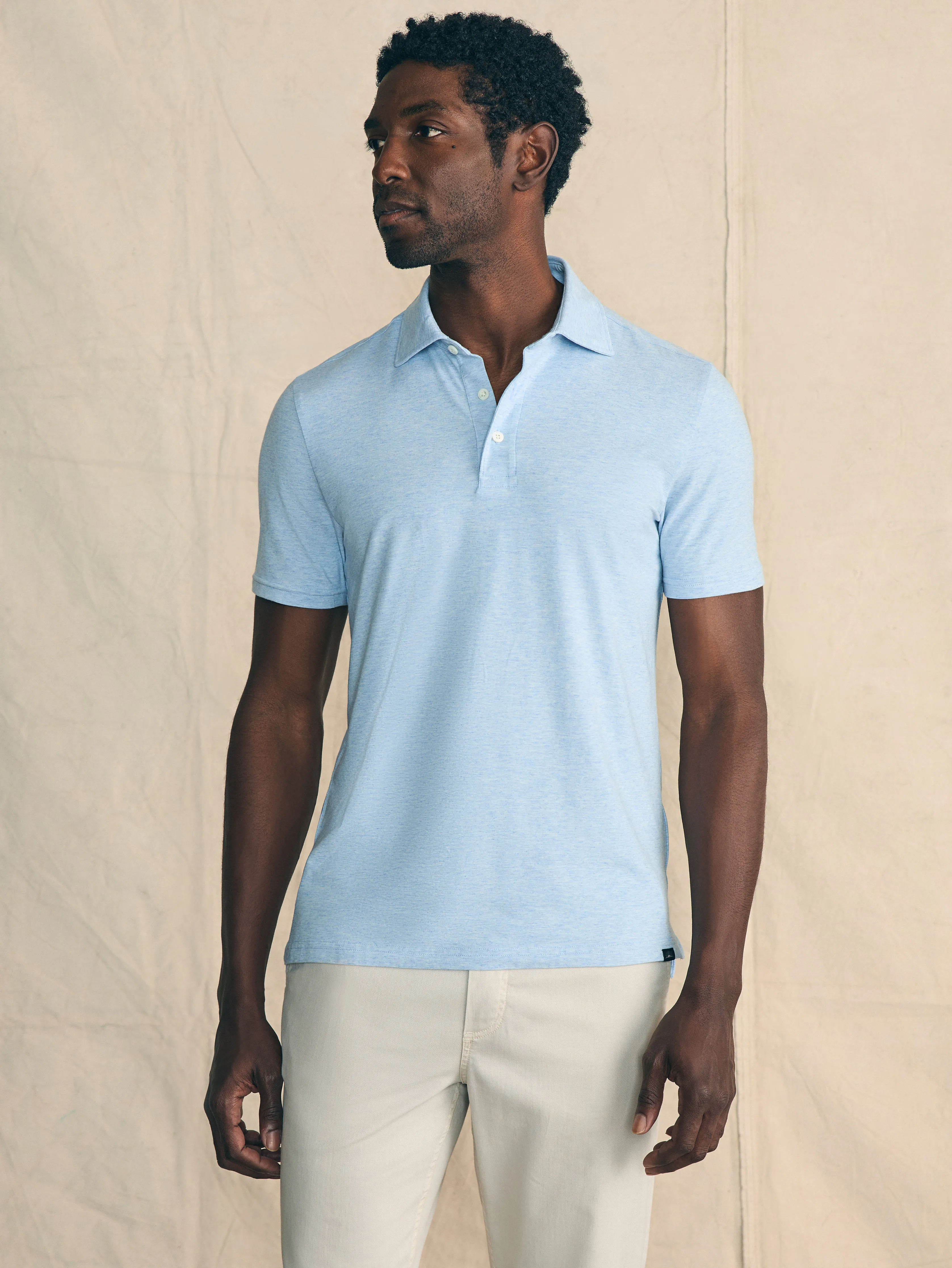 Short-Sleeve Movement™ Polo - Cardiff Blue Heather sold by Faherty product image thumbnail 2