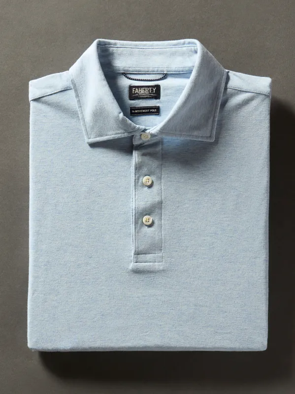 Short-Sleeve Movement™ Polo Shirt - Cardiff Blue Heather sold by Faherty