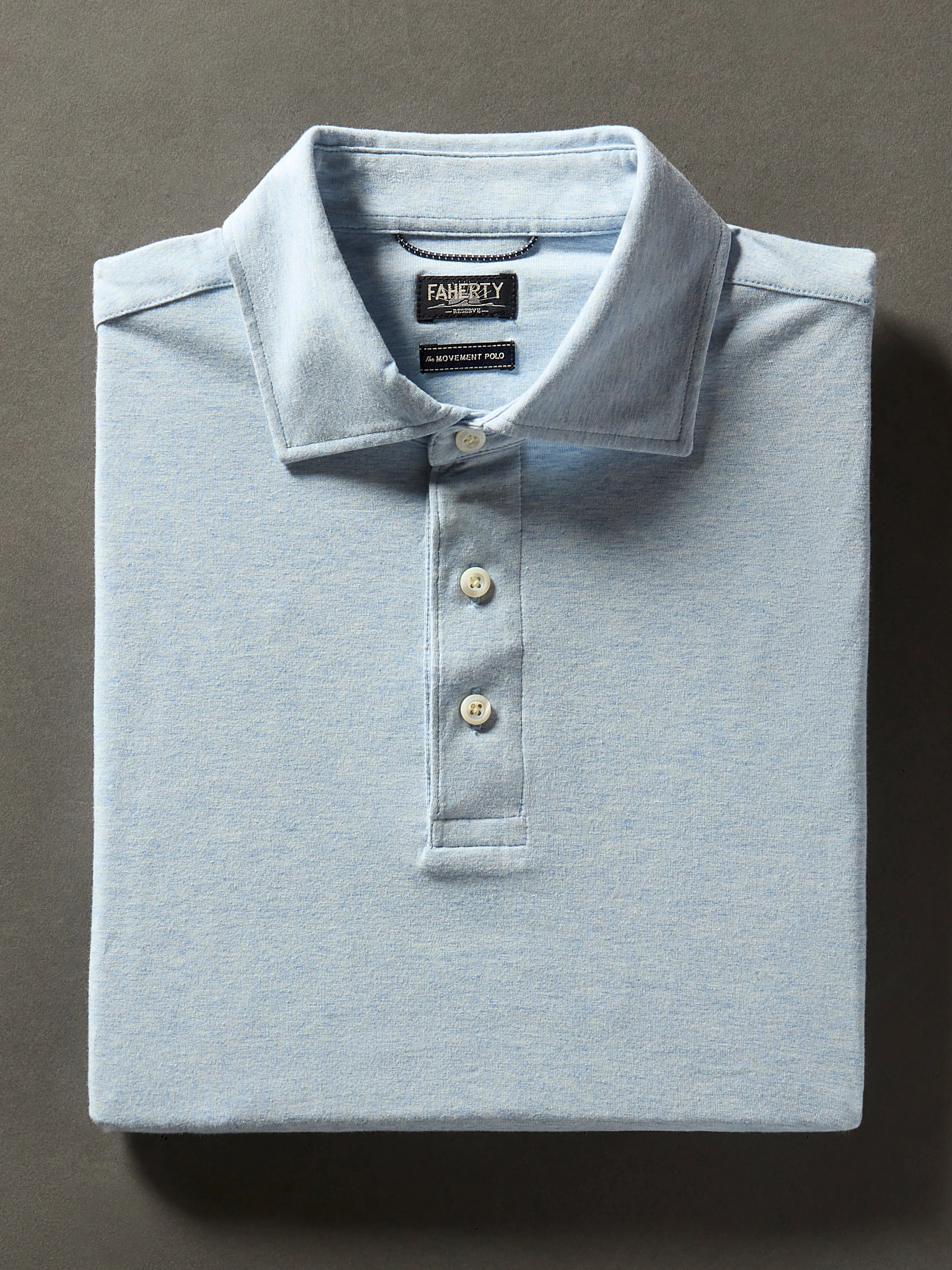 Short-Sleeve Movement™ Polo - Cardiff Blue Heather sold by Faherty