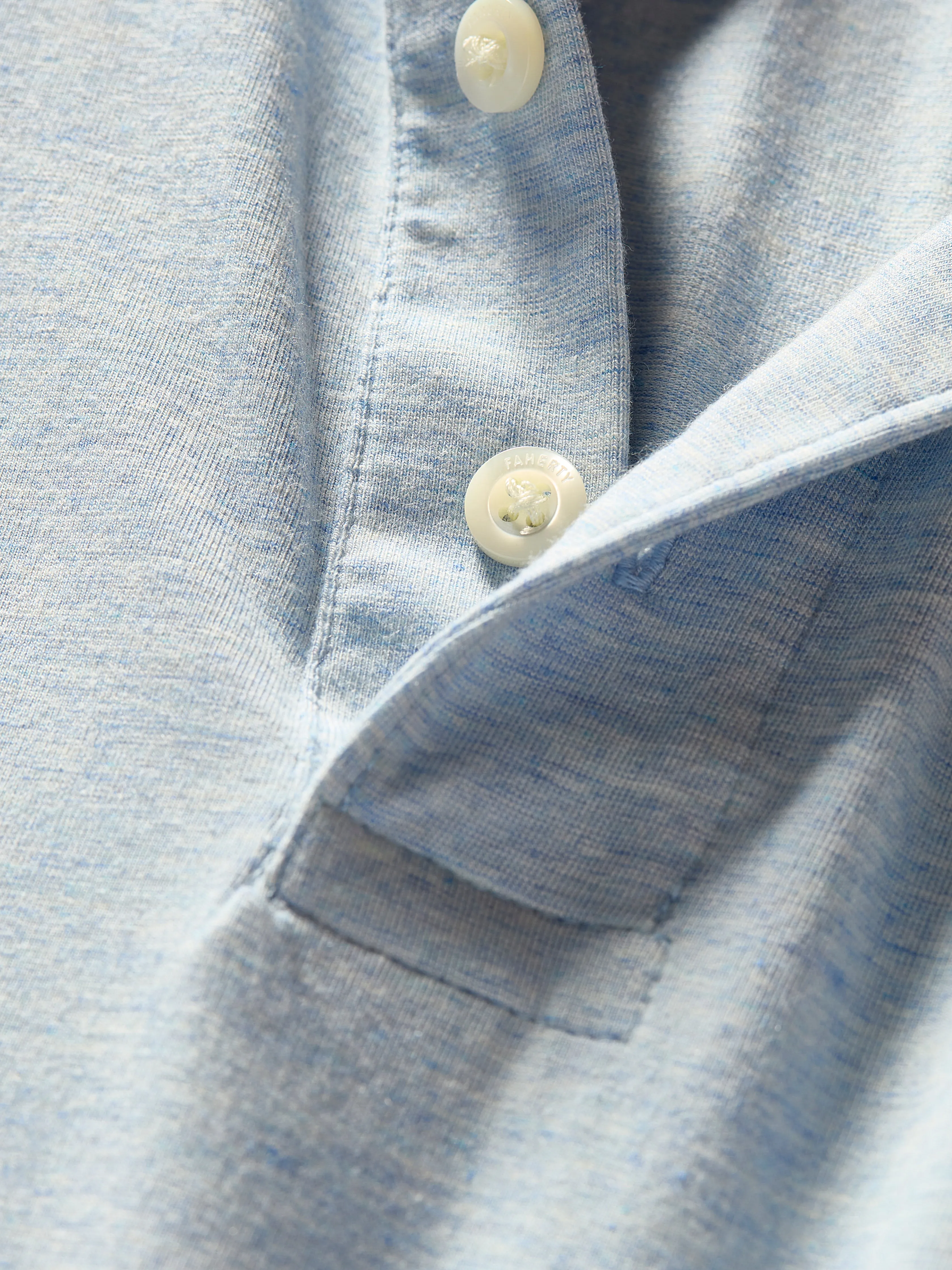 Short-Sleeve Movement™ Polo - Cardiff Blue Heather sold by Faherty product image thumbnail 5