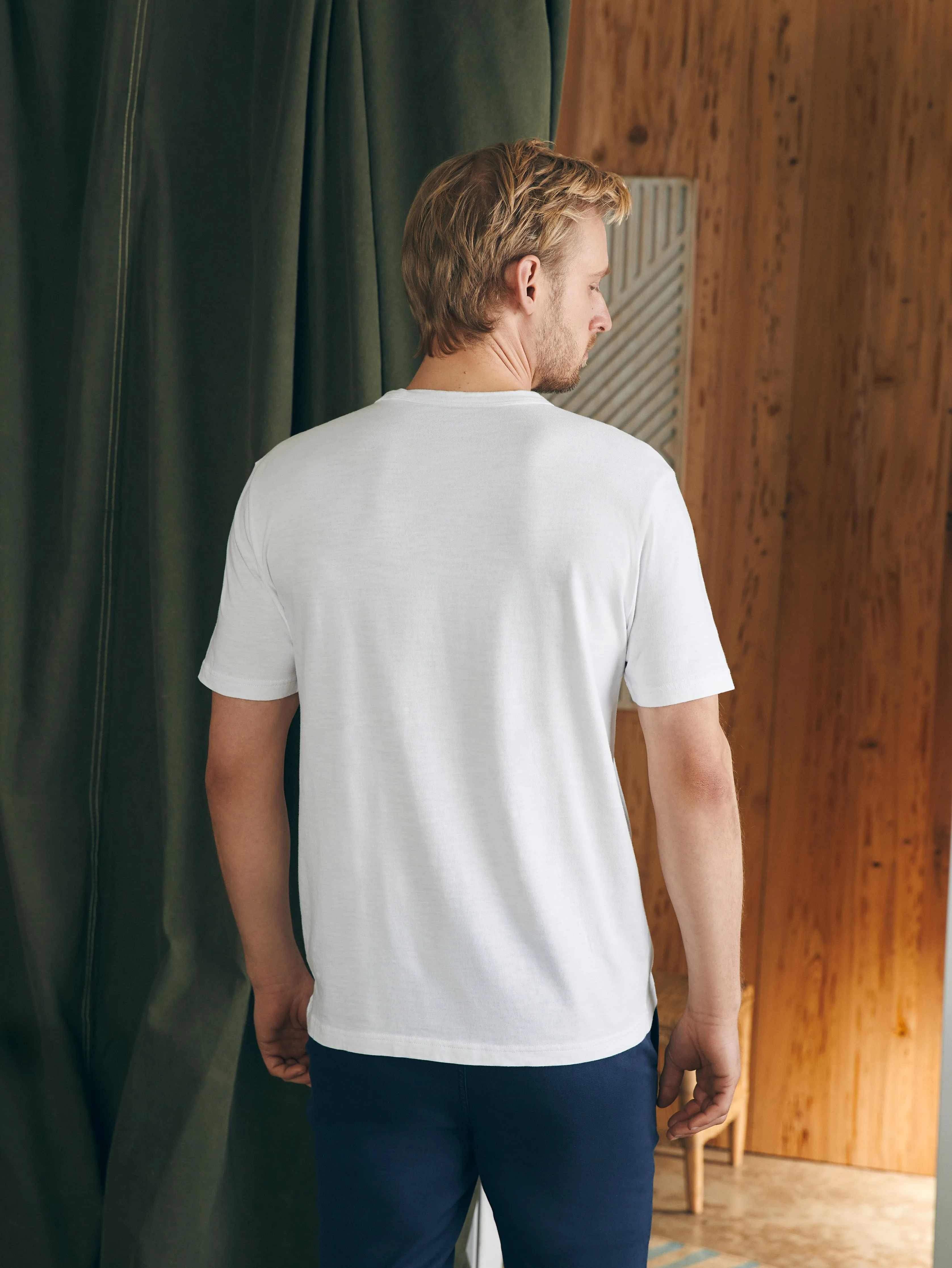 Surf Stripe Sunwashed Pocket Tee - White sold by Faherty product image thumbnail 5