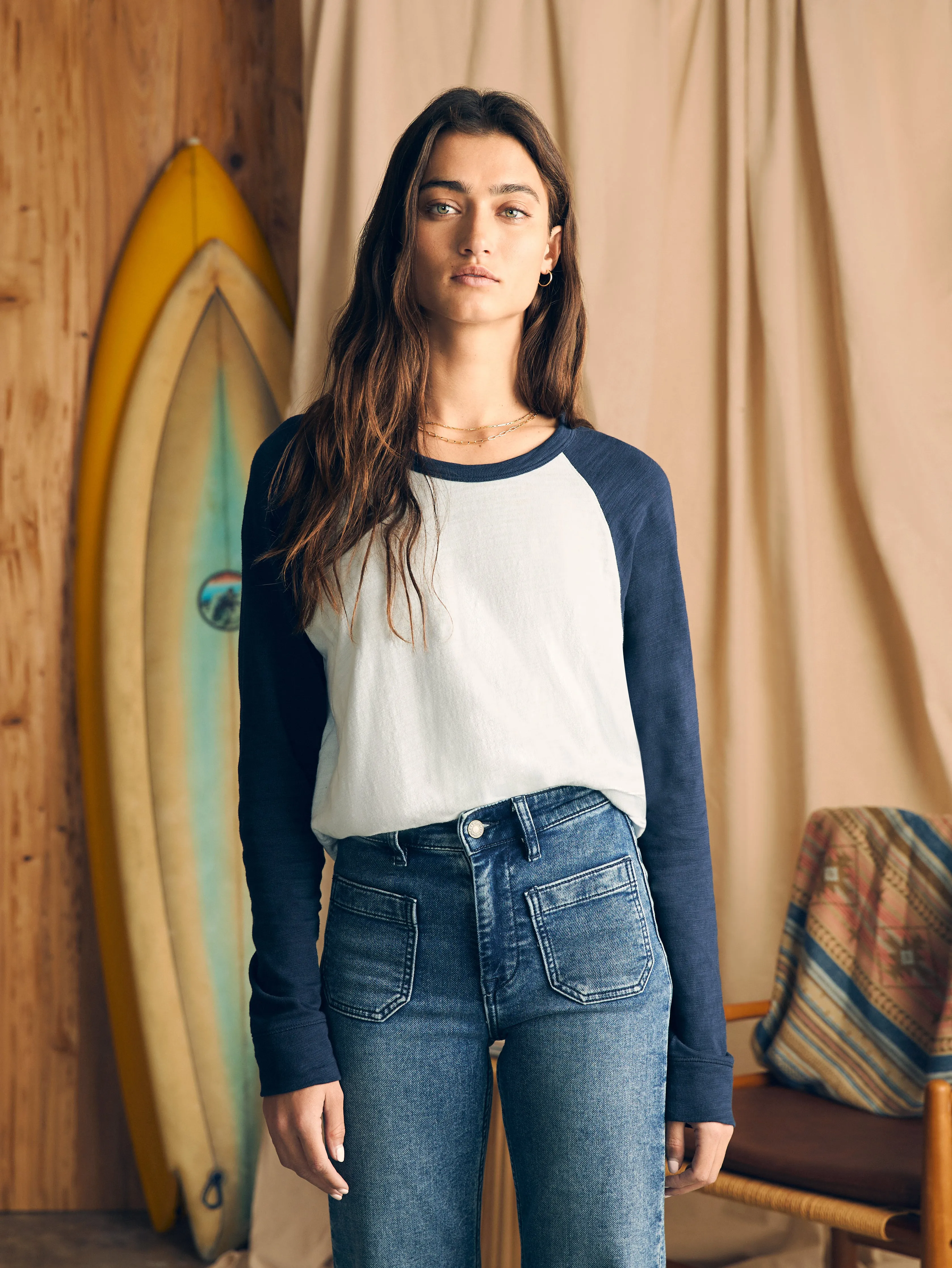 Sunwashed Slub Baseball Tee - Plein Air sold by Faherty